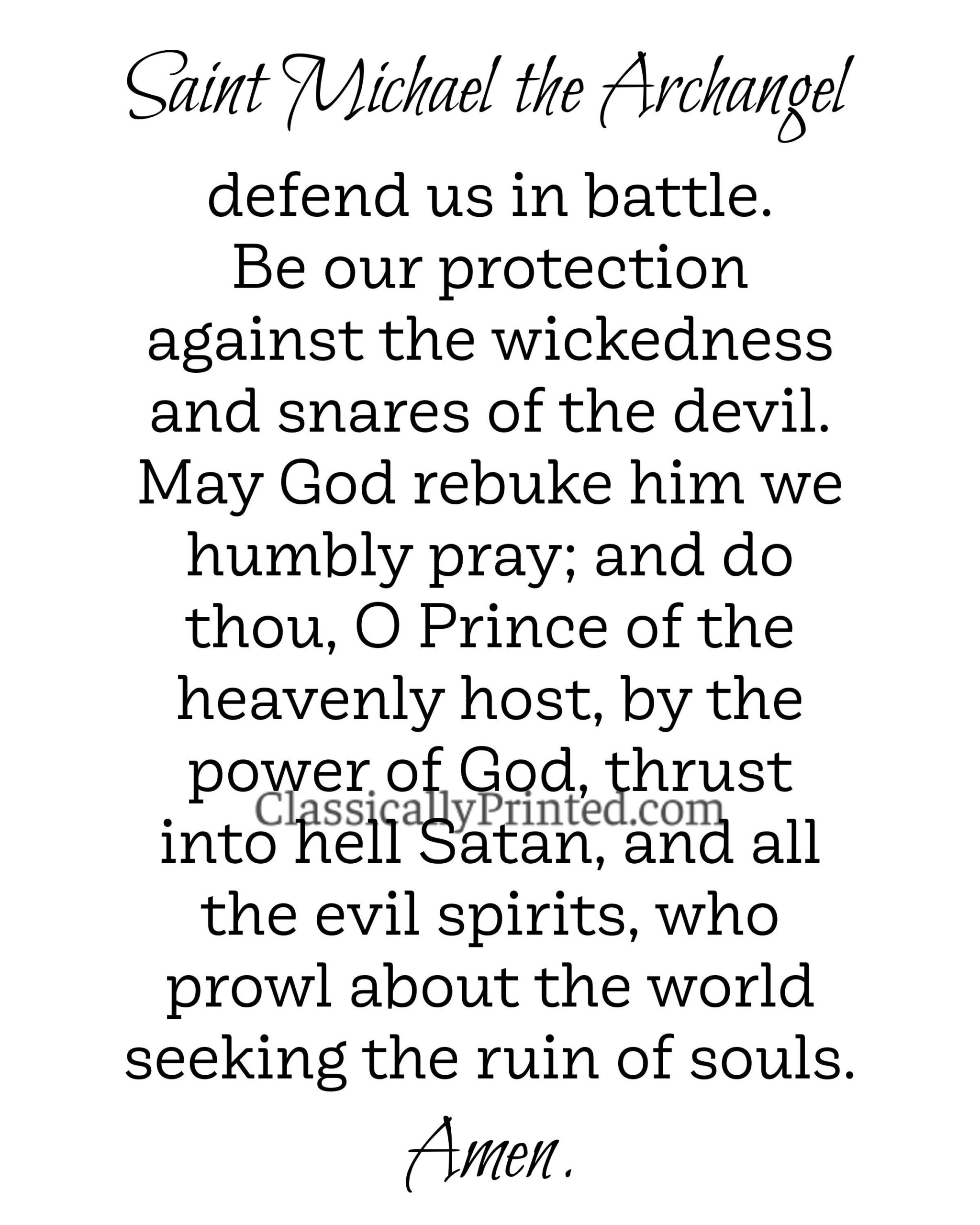 Prayer To Saint Michael The Archangel Print, 5X7 Or 8X10, Beige Or pertaining to St Michael Prayer Printable