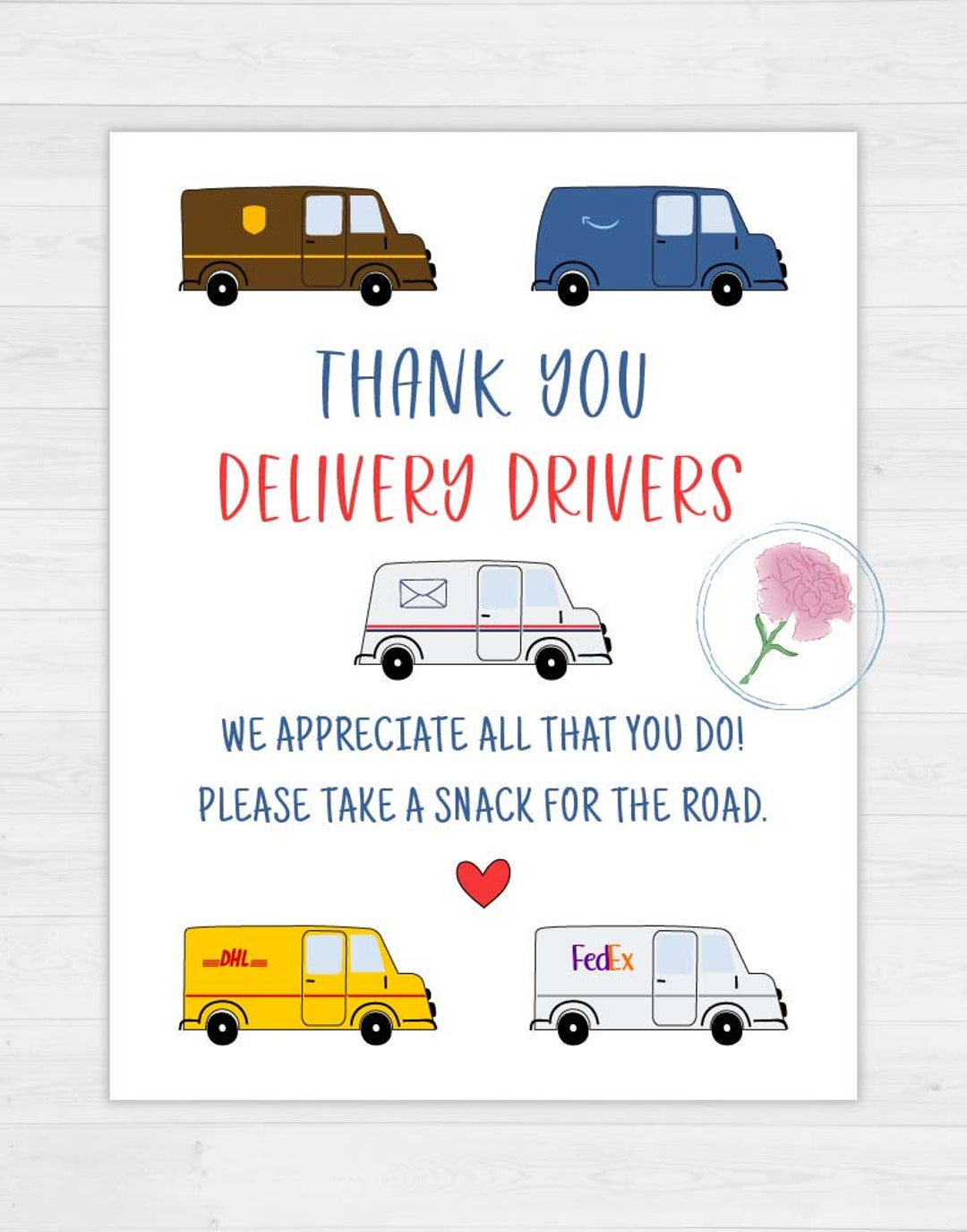 Printable 8.5X11 Delivery Driver Appreciation Sign,Delivery Driver Take A Snack Sign,Usps,Ups,Amazon,Fedex Thank You Sign,Take A Snack Sign - Etsy with regard to Delivery Driver Thank You Sign Printable Free
