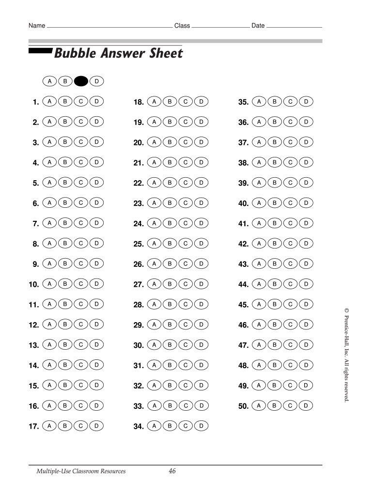 Printable Answer Sheet Pdf - Fill Online, Printable, Fillable with regard to Free Printable Scantron Sheet