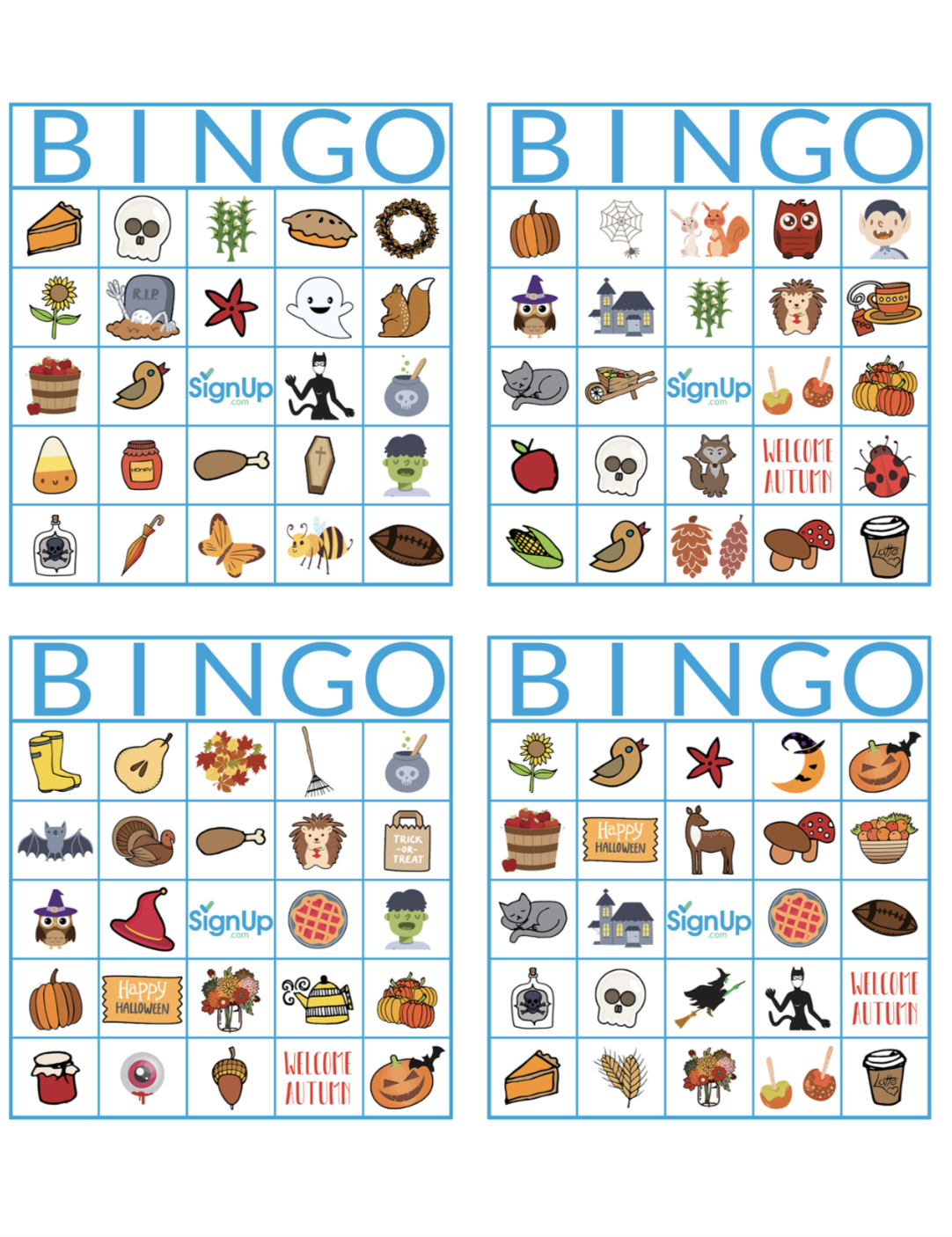 Printable Bingo Cards: Fun Fall Classroom Party Activity | Signup in Picture Bingo Cards Printable