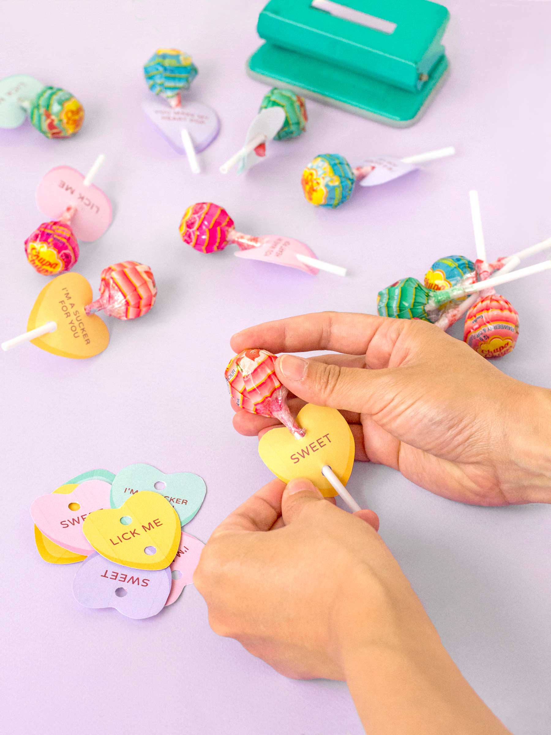 Printable Conversation Heart Lollipop Holders – Makeandtell throughout Printable Valentine Lollipop Holder