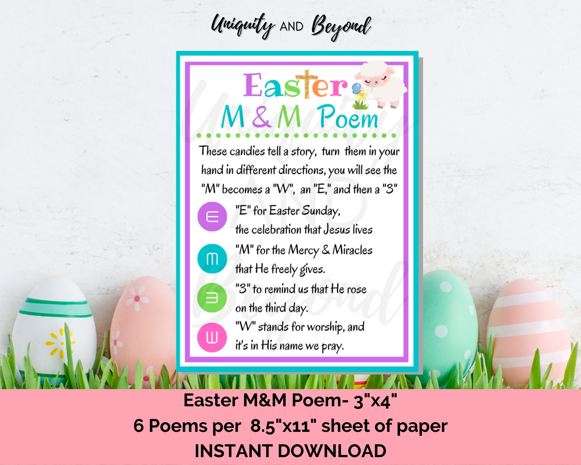 Printable Easter Poem, Easter Poem, M&amp;amp;M Easter Poem, Easter Poem in Free Printable M M Easter Poem
