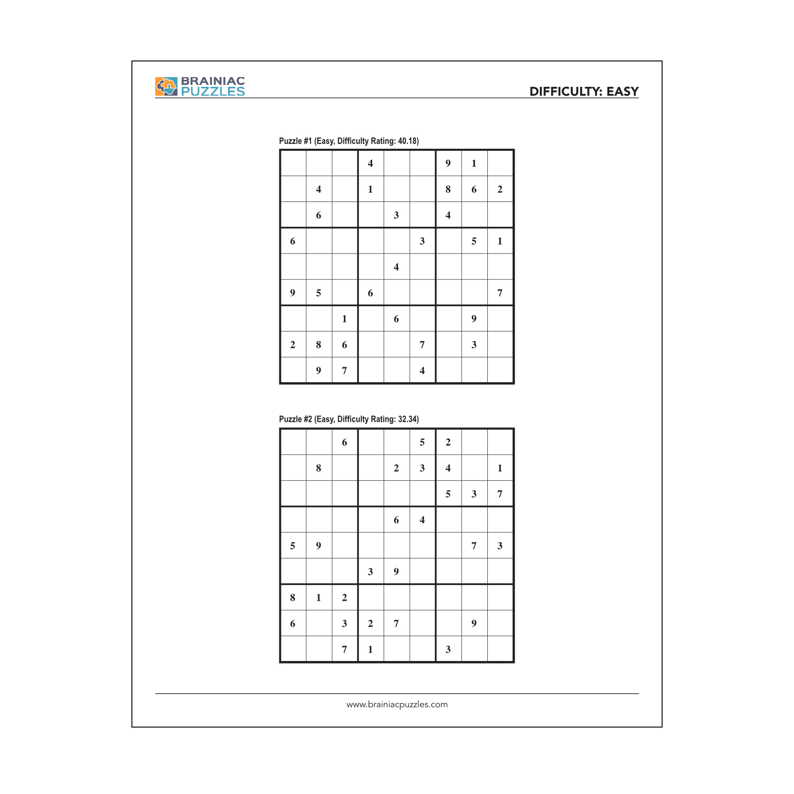 Printable Easy Sudoku Pack: 432 Puzzles For Adults – Volume 1 in Free Sudoku Printables