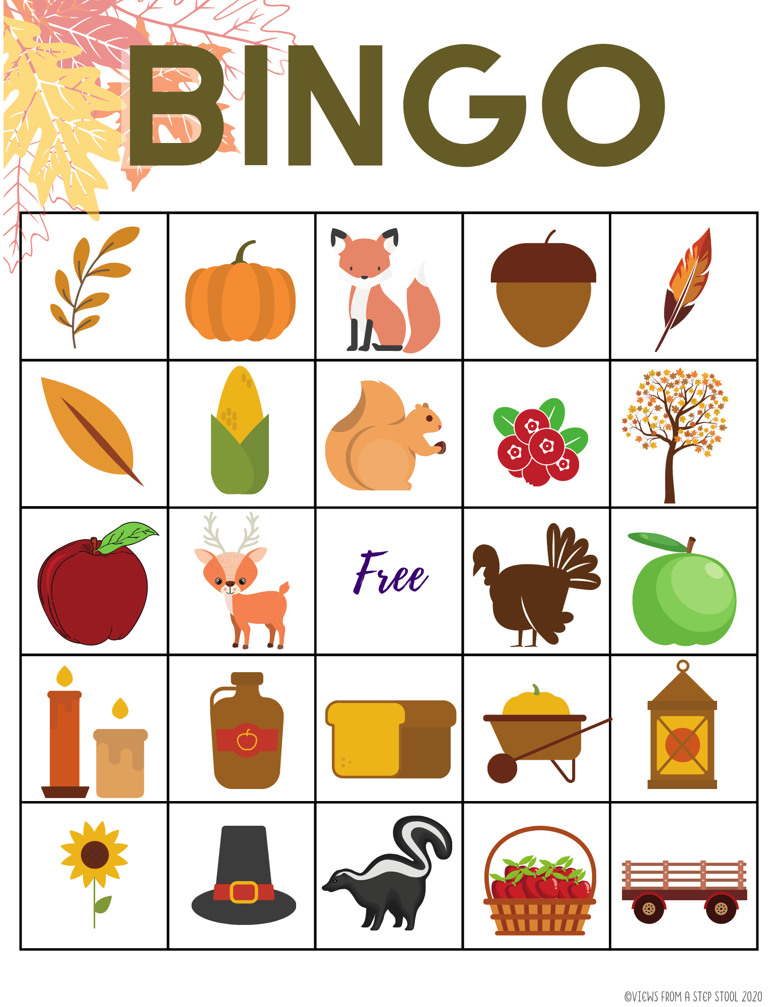 Printable Fall Bingo Game For Kids - Views From A Step Stool within Fall Bingo Cards Free Printable