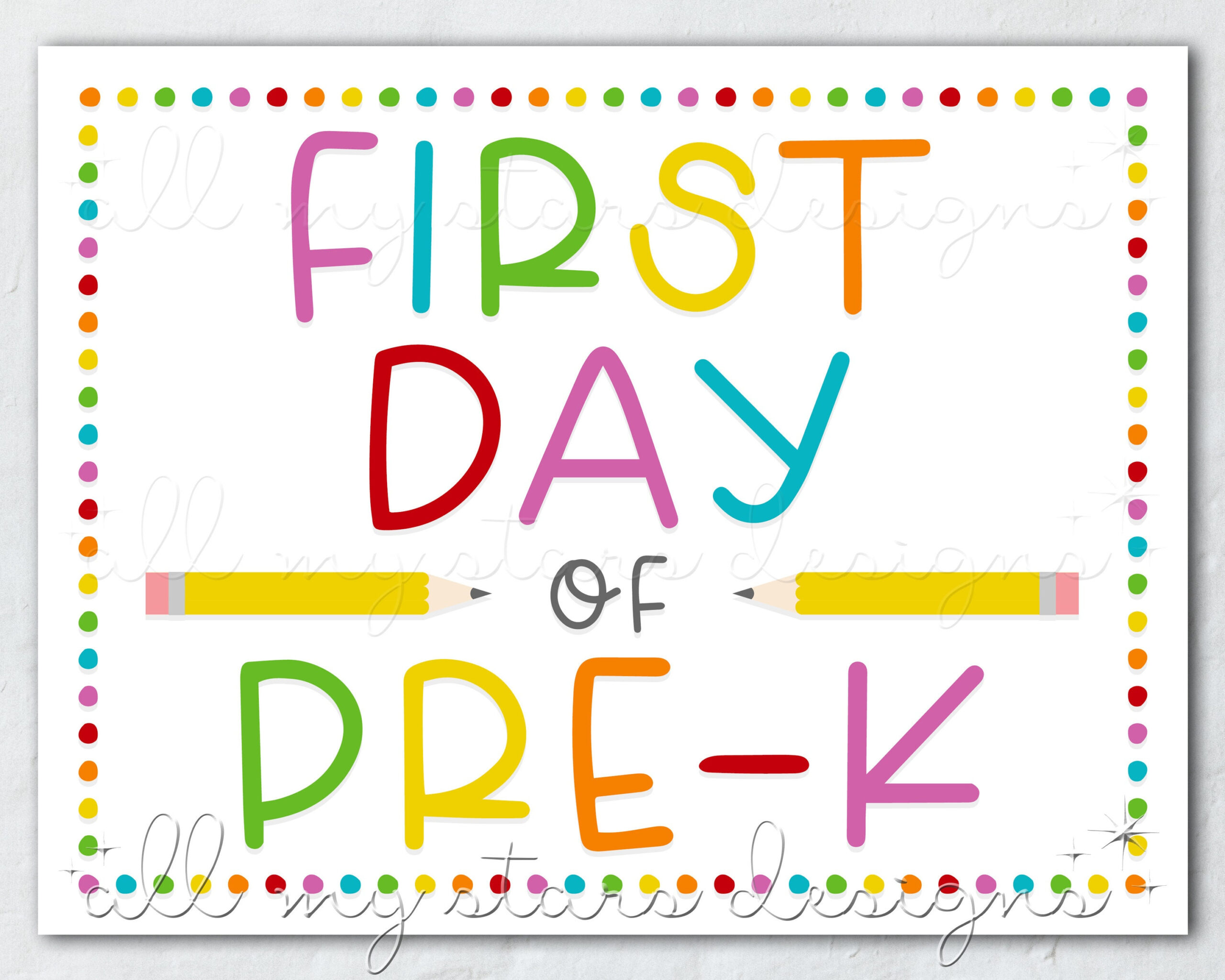 Printable First Day Of Pre-K Sign | Instant Download | Colorful for First Day Of Pre K Printable