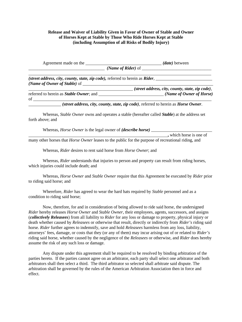 Printable Free Horseback Riding Release Form: Fill Out &amp;amp; Sign within Printable Free Horseback Riding Release Form