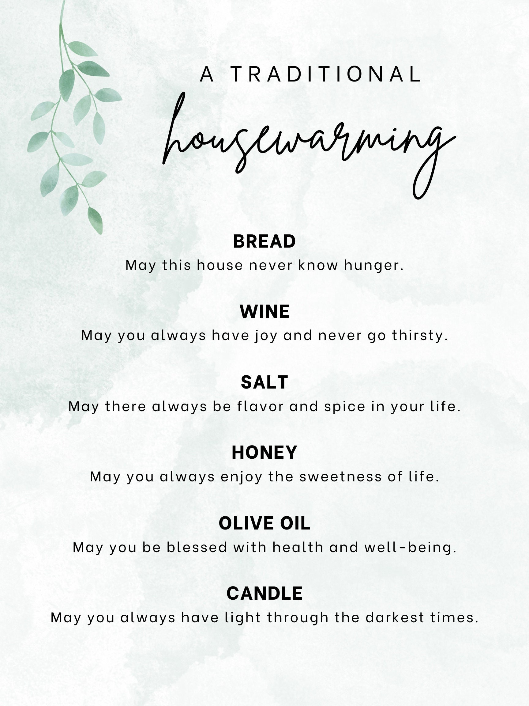 Printable Housewarming Gift Home Blessing Traditional Diy Bread with regard to Free Printable Housewarming Poem