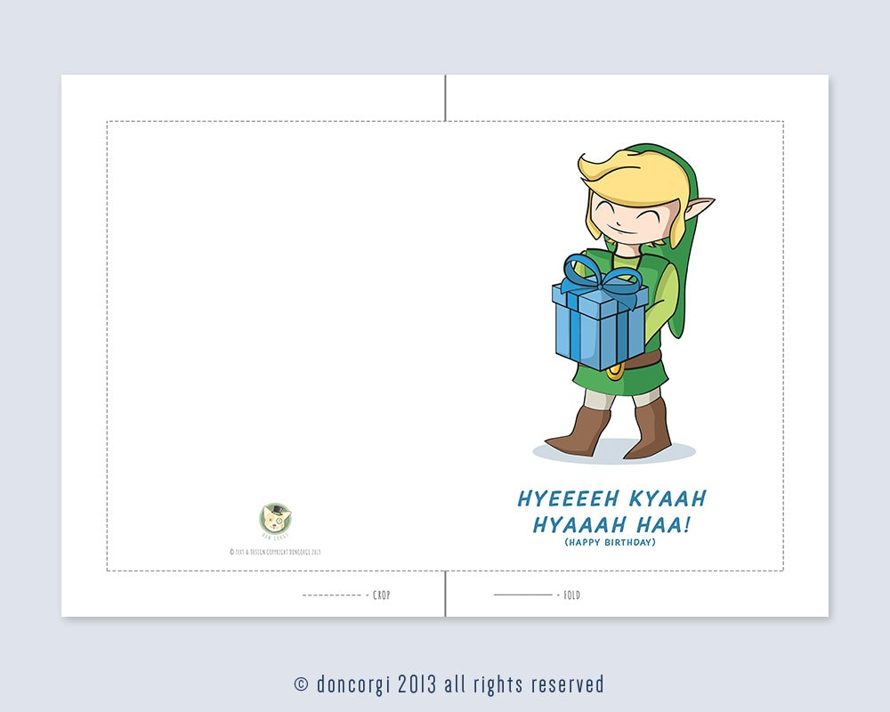 Printable Legend Of Zelda Birthday Card | Digital Card | Happy intended for Legend of Zelda Birthday Card Printable Free