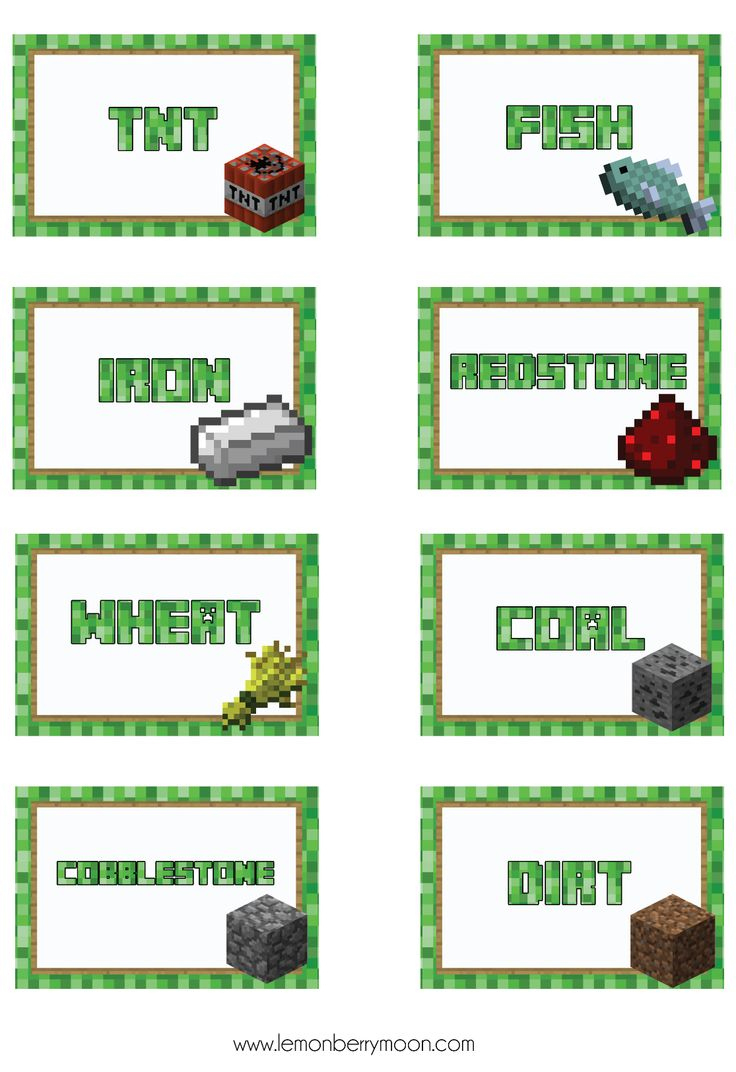 Printable Minecraft Name Tags For Kids for Free Printable Play Food Minecraft Food Labels