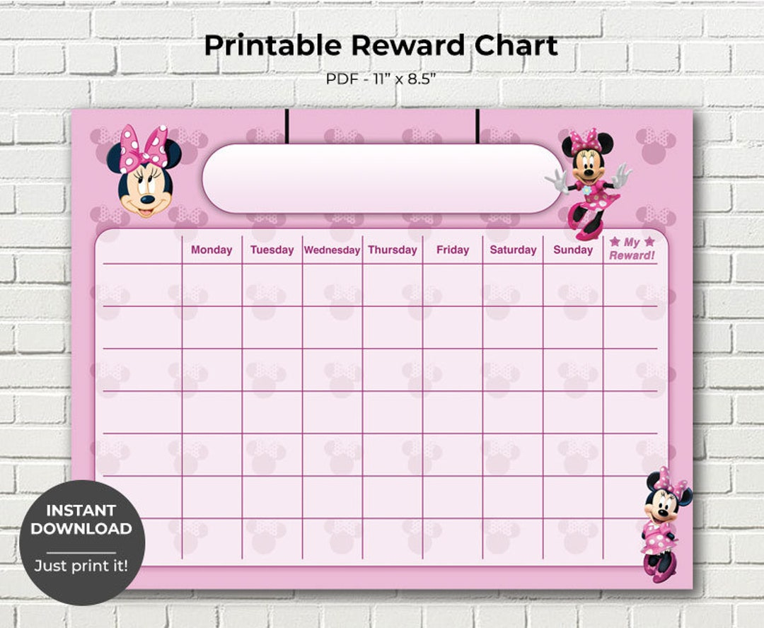 Printable Minnie Mouse Reward Chart, Potty Training Chart, Children&amp;#039;S Sticker Chart, Toddler Reward Chart, Instant Download - Etsy with regard to Free Printable Minnie Mouse Potty Training Chart