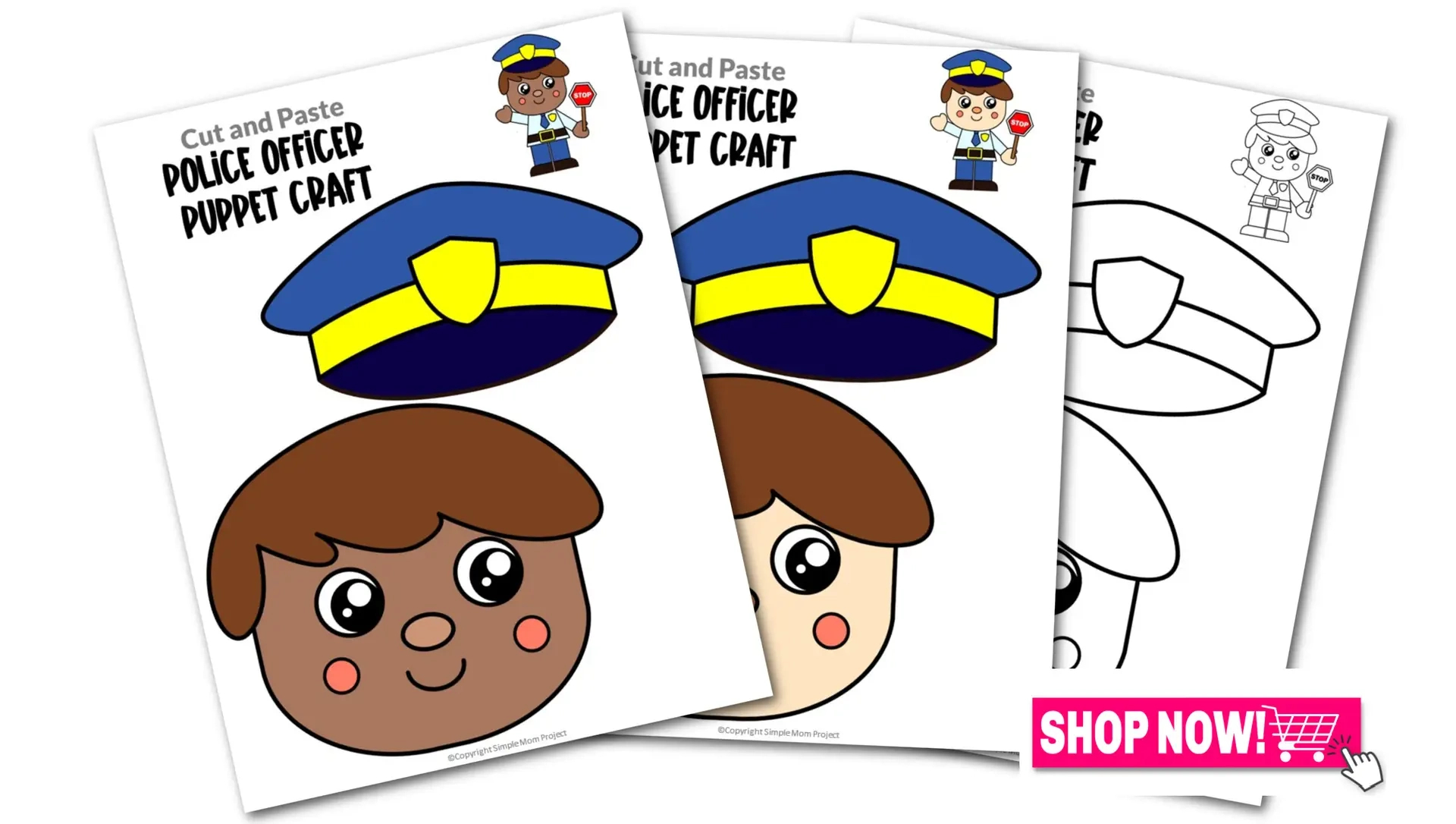 Printable Police Officer Paper Bag Puppet Template – Simple Mom throughout Printable Police Officer Puppet Template