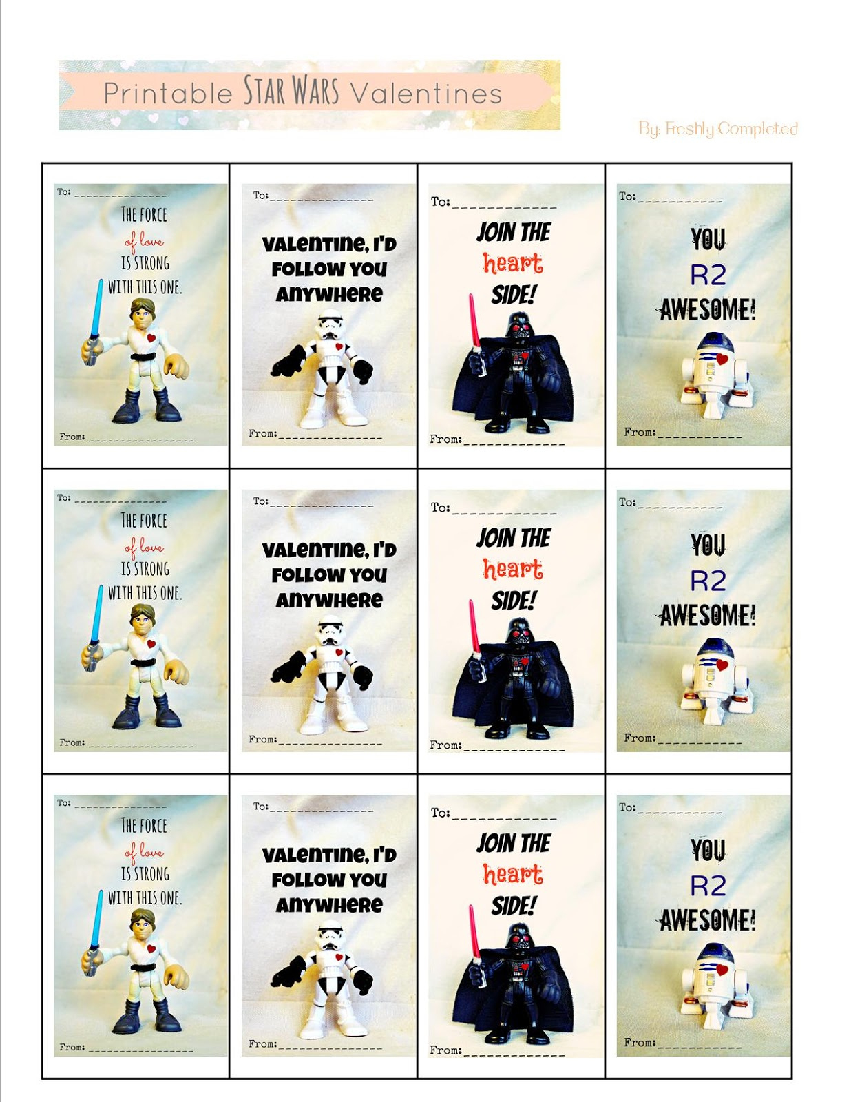 Printable Star Wars Valentines regarding Free Printable Star Wars Valentines