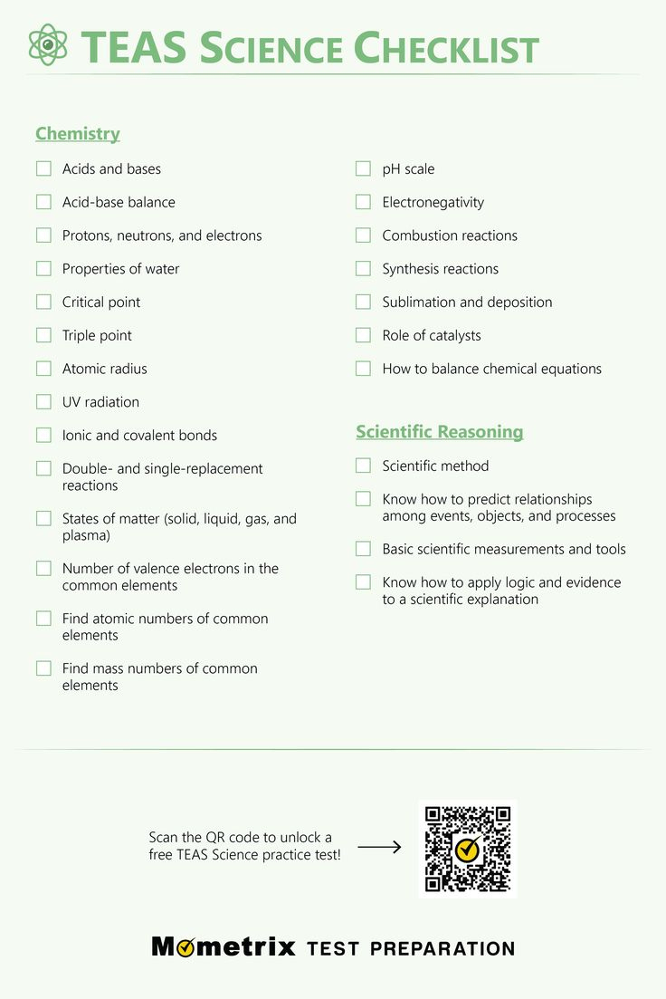 Printable Teas Test Checklists (All Sections) pertaining to Printable Worksheets For Teas Test