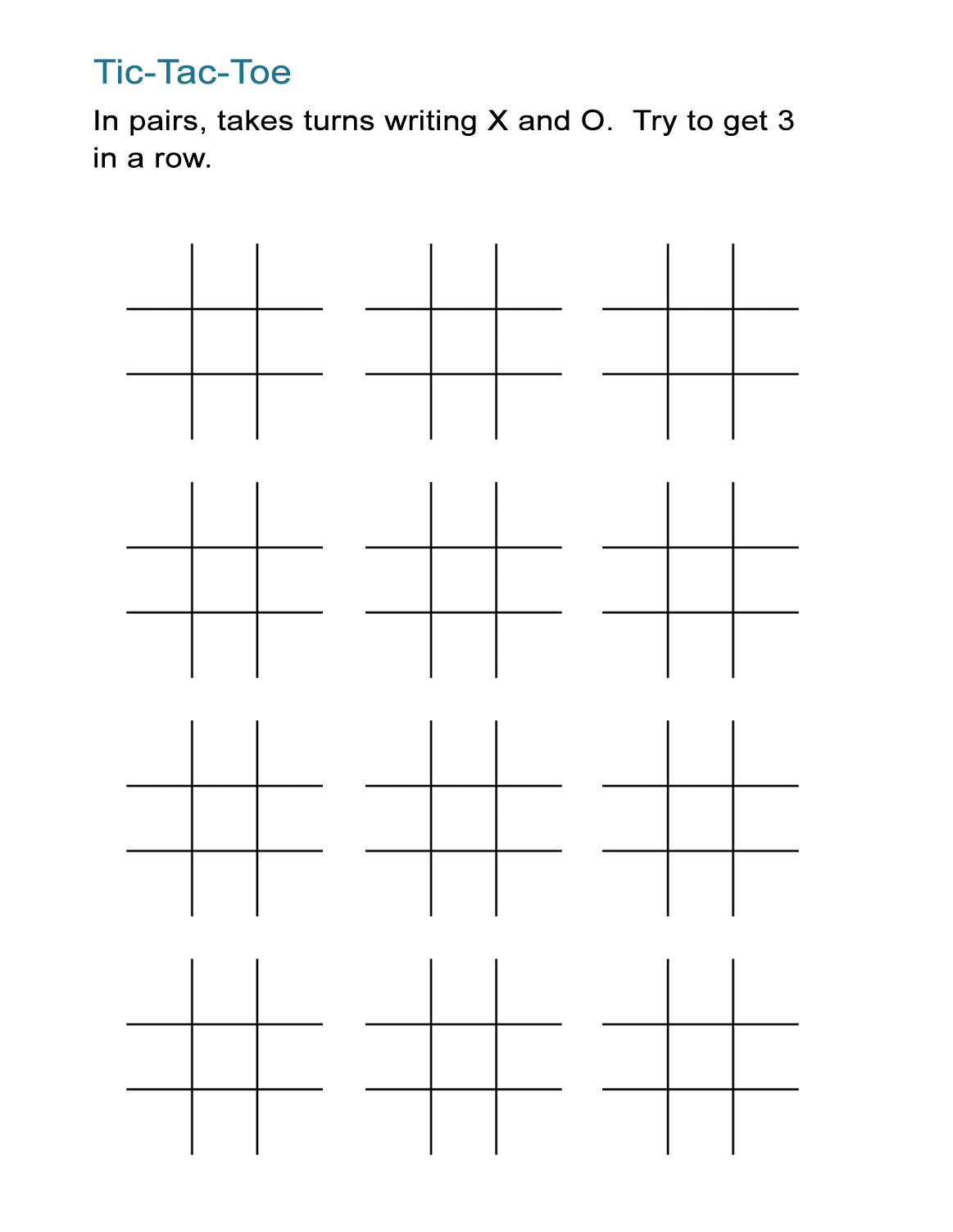 Printable Tic-Tac-Toe Sheets - All Esl within Free Tic Tac Toe Printables
