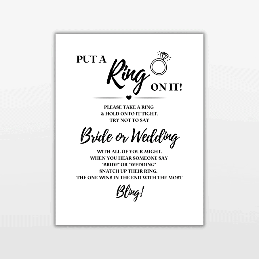 Put A Ring On It Bridal Shower Game + Free Printable Sign - Bold in Bridal Shower Ring Game Free Printable