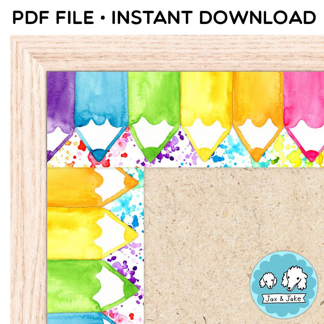 Rainbow Watercolor School Bulletin Board Borders - Printable throughout Printable Bulletin Border Design