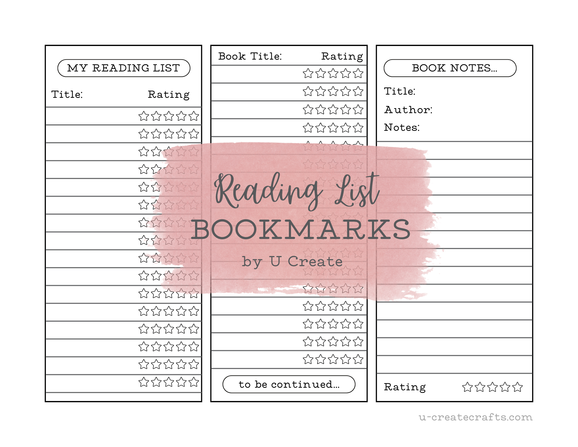 Reading Tracker Bookmarks - U Create with regard to Book Tracker Bookmark Printable Free