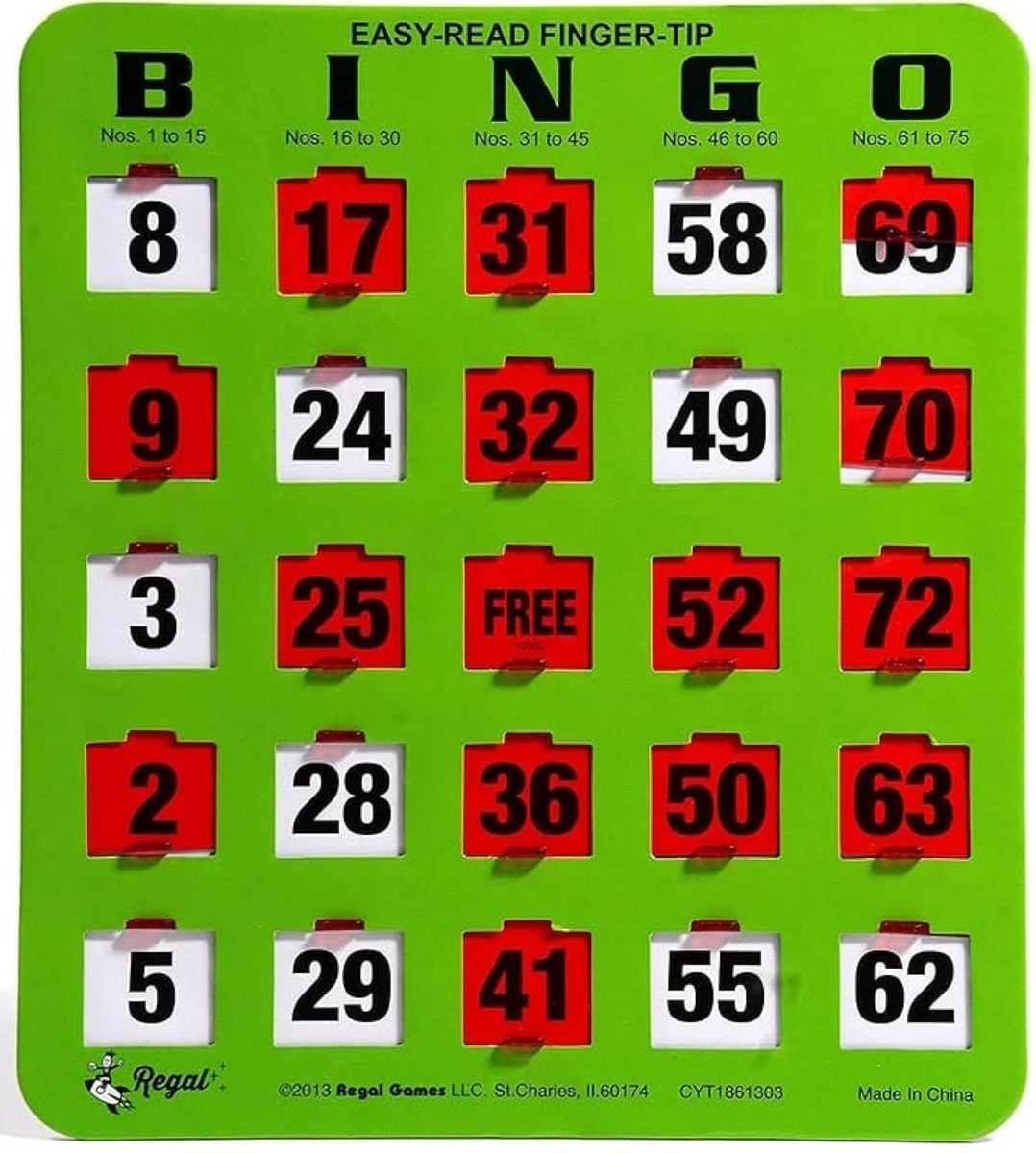 Regal Games Easy Read 5-Ply Jumbo Finger-Tip Shutter Slide Bingo intended for Shutter Slide Bingo Cards