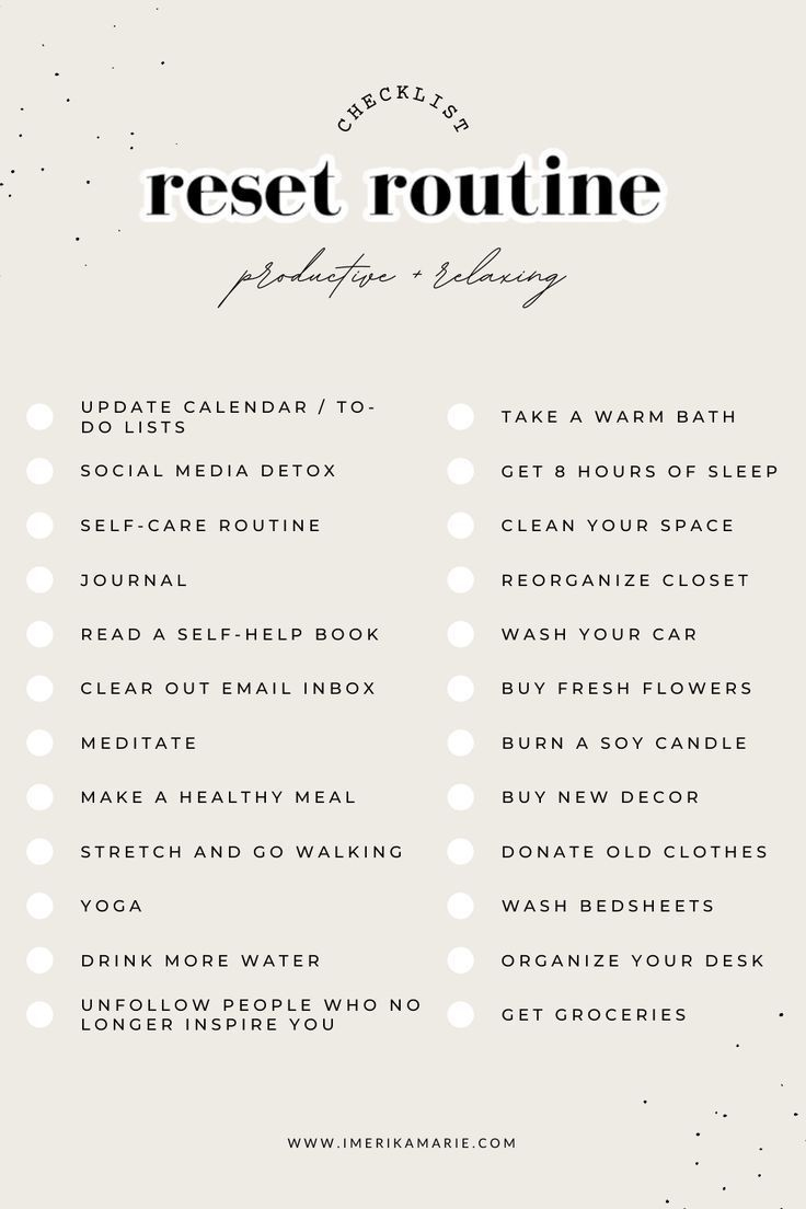 Reset Routine: Productive And Relaxing + Free Checklist | Erika inside The Reset Girl Free Printables