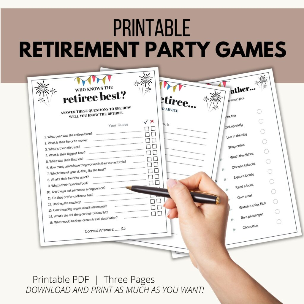 Retirement Party Games - Add A Little Adventure regarding Retirement Party Games Free Printable