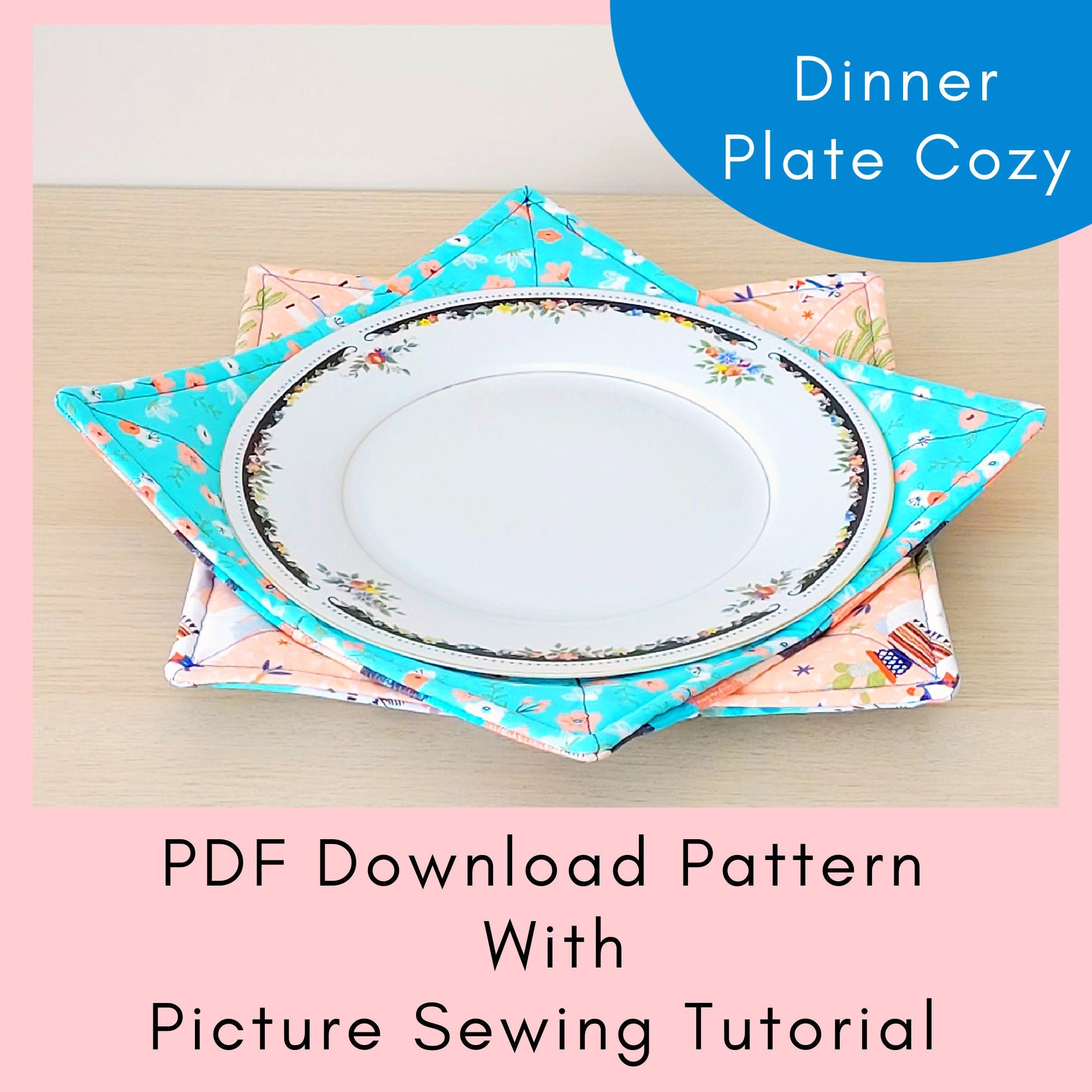 Reversible Dinner Plate Cozy Printable Sewing Pattern And Tutorial in Free Printable Microwave Plate Cozy Pattern