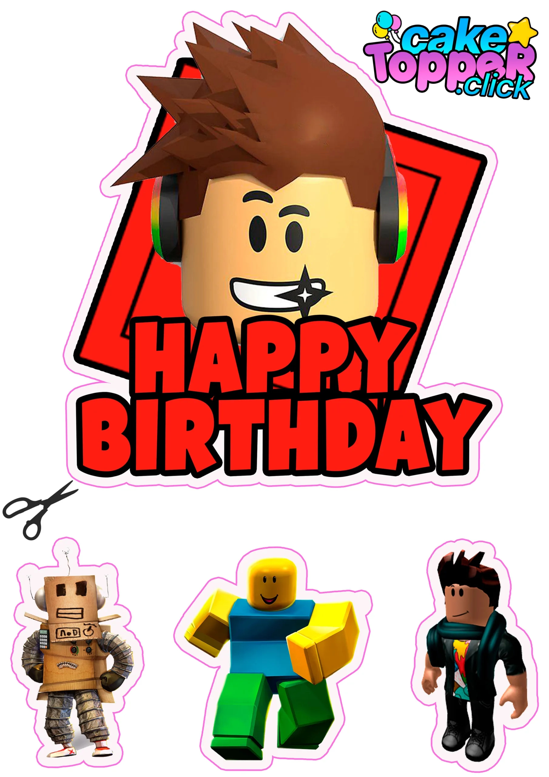 Roblox Birthday Cake Topper Printable throughout Roblox Cake Topper Free Printable