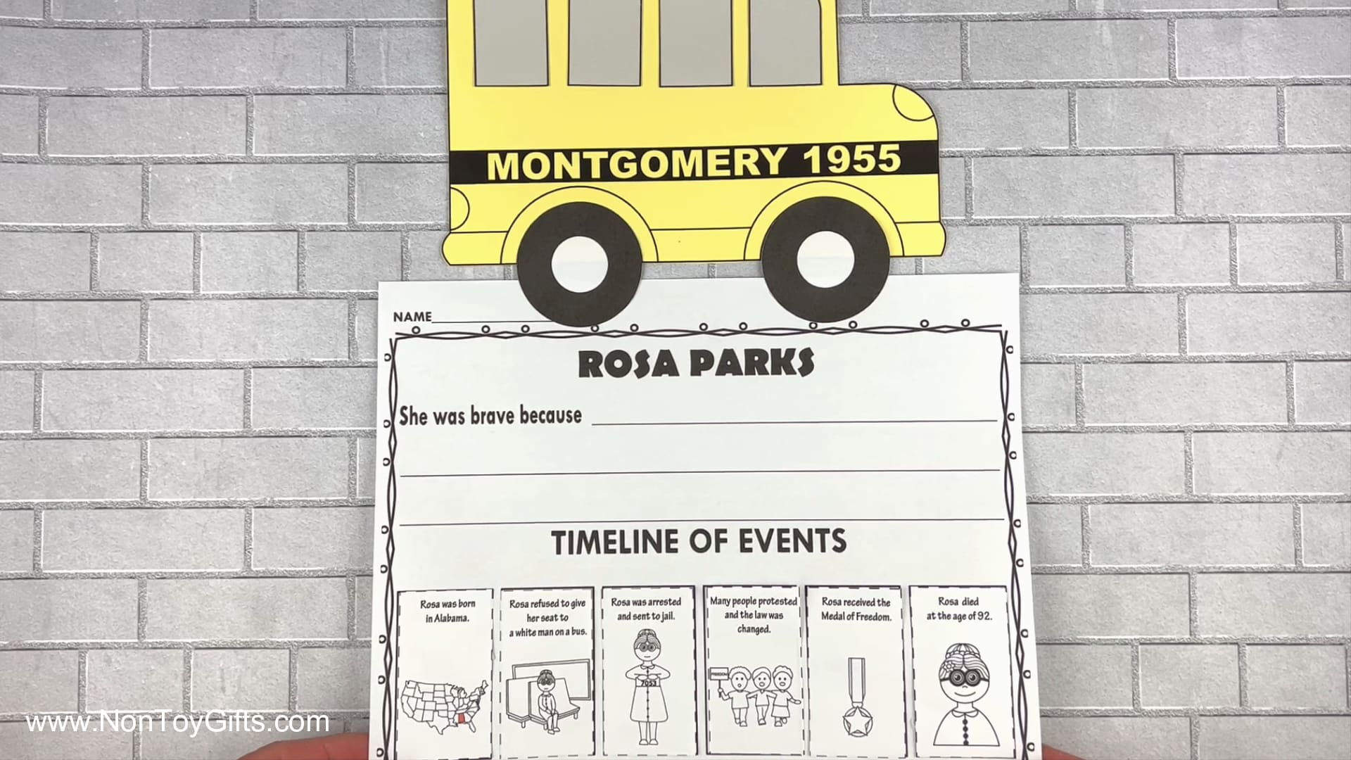 Rosa Parks Craft And Writing Activity With Printable - Non-Toy Gifts throughout Rosa Parks Bus Printable