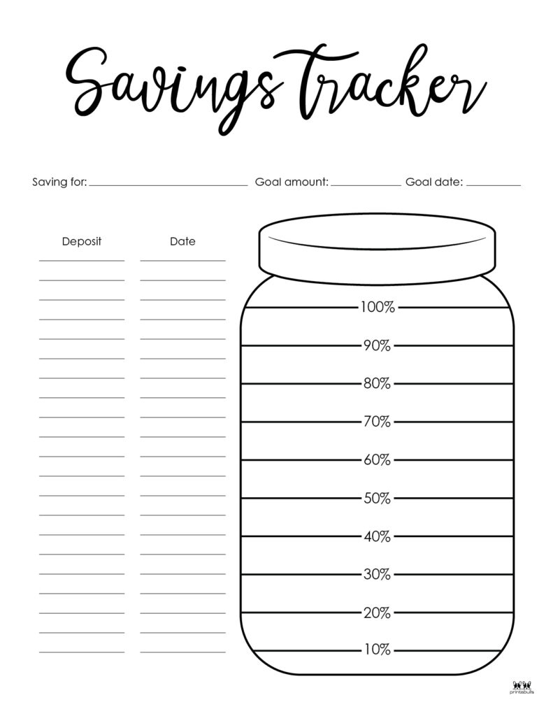 Savings Trackers - 27 Free Printables | Printabulls with Free Printable Savings Tracker