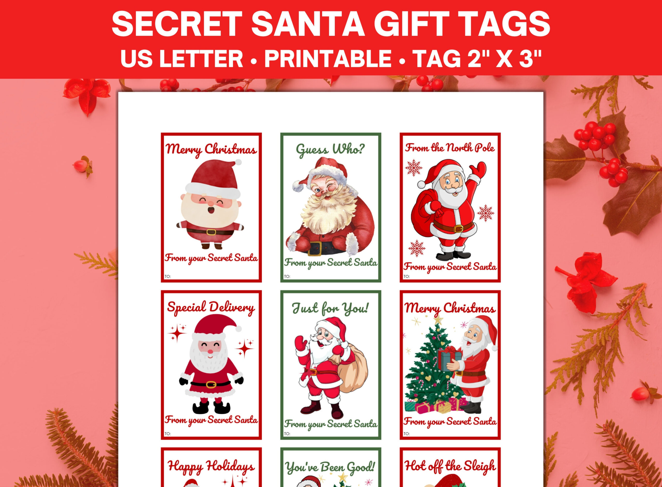 Secret Santa Gift Tags Printable, From Santa Gift Tags, Santa Gift inside Printable Secret Santa Labels