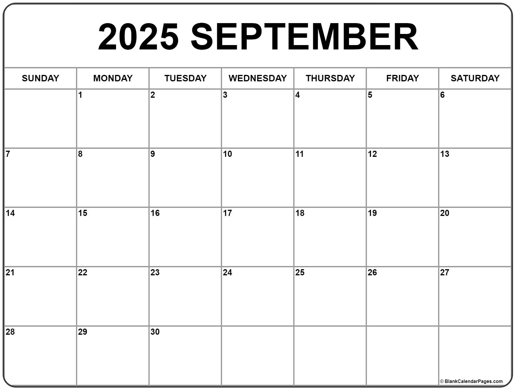September 2025 Calendar | Free Printable Calendars inside Free Printable September 2025 Calendar