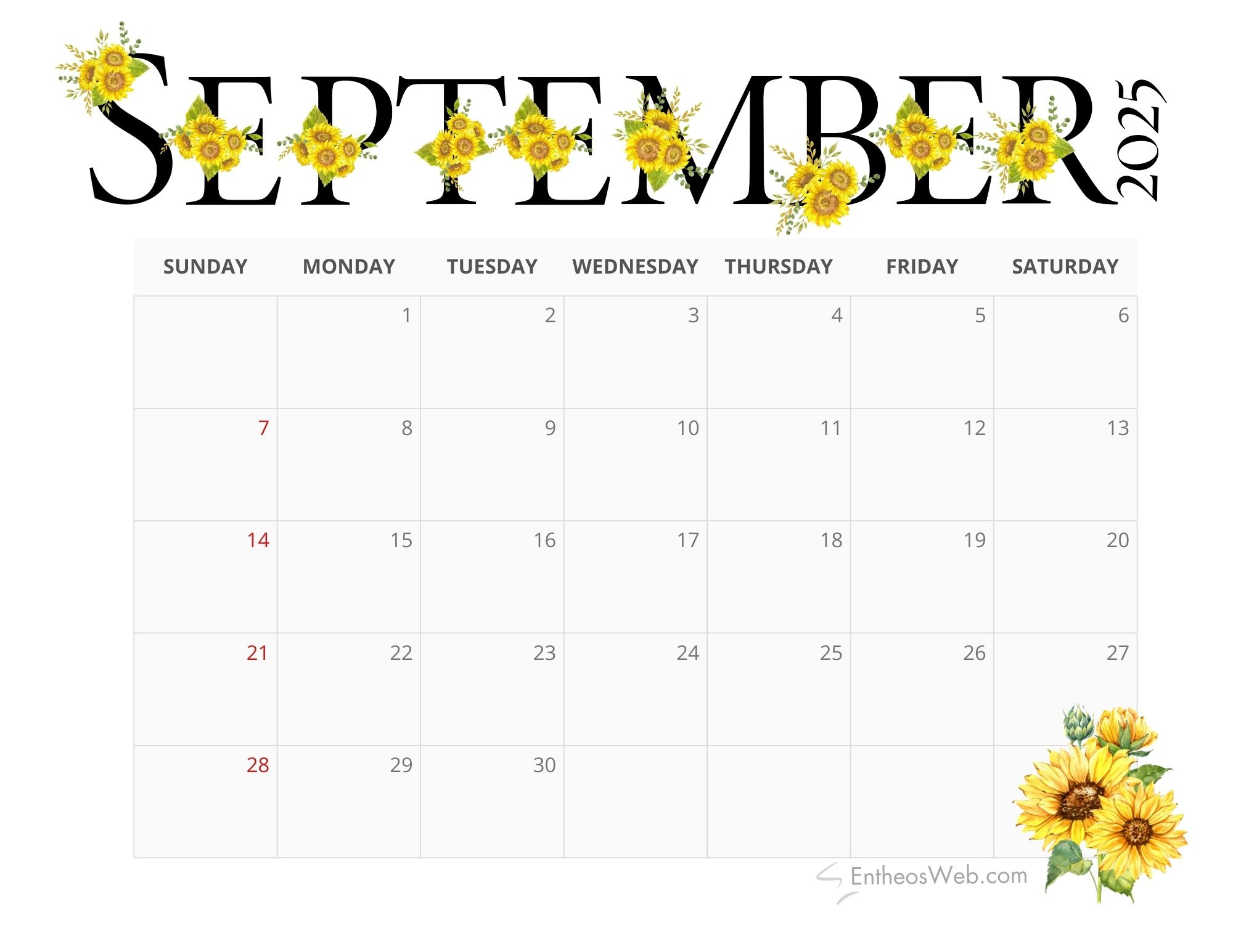 September 2025 Calendar Printables | Entheosweb with Free Printable September 2025 Calendar