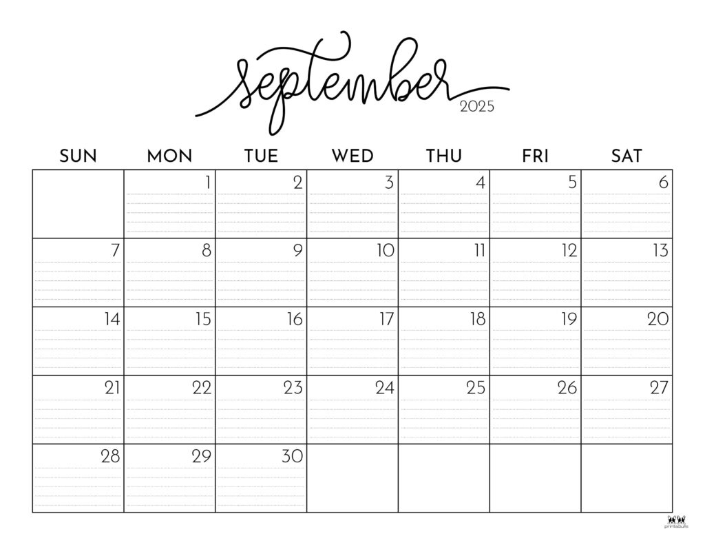 September 2025 Calendars - 107 Free Printables | Printabulls within Free Printable September 2025 Calendar