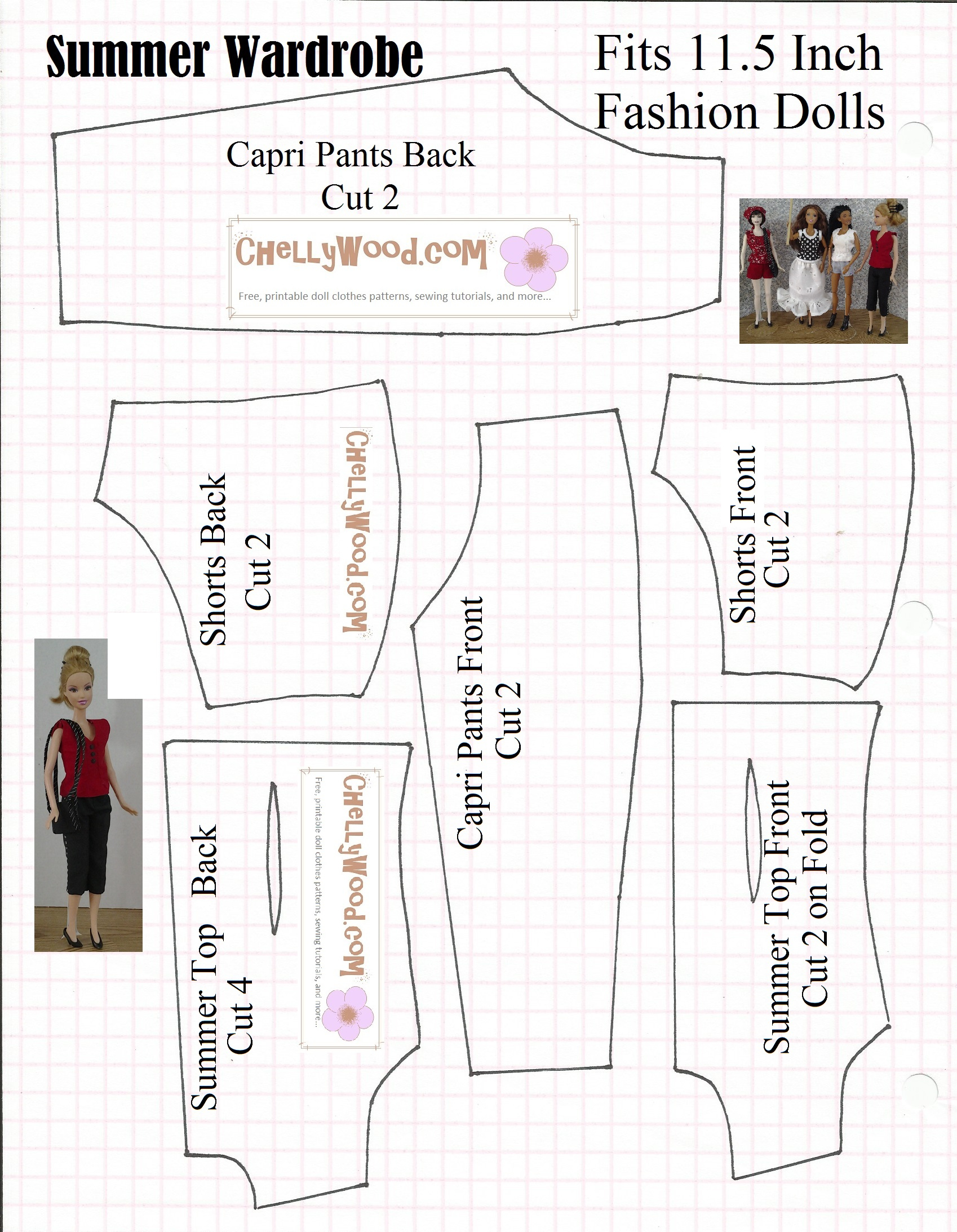 Sew A Summer Wardrobe For #Barbies Or Other #Fashiondolls intended for Free Printable Sewing Patterns For Barbie Doll Clothes