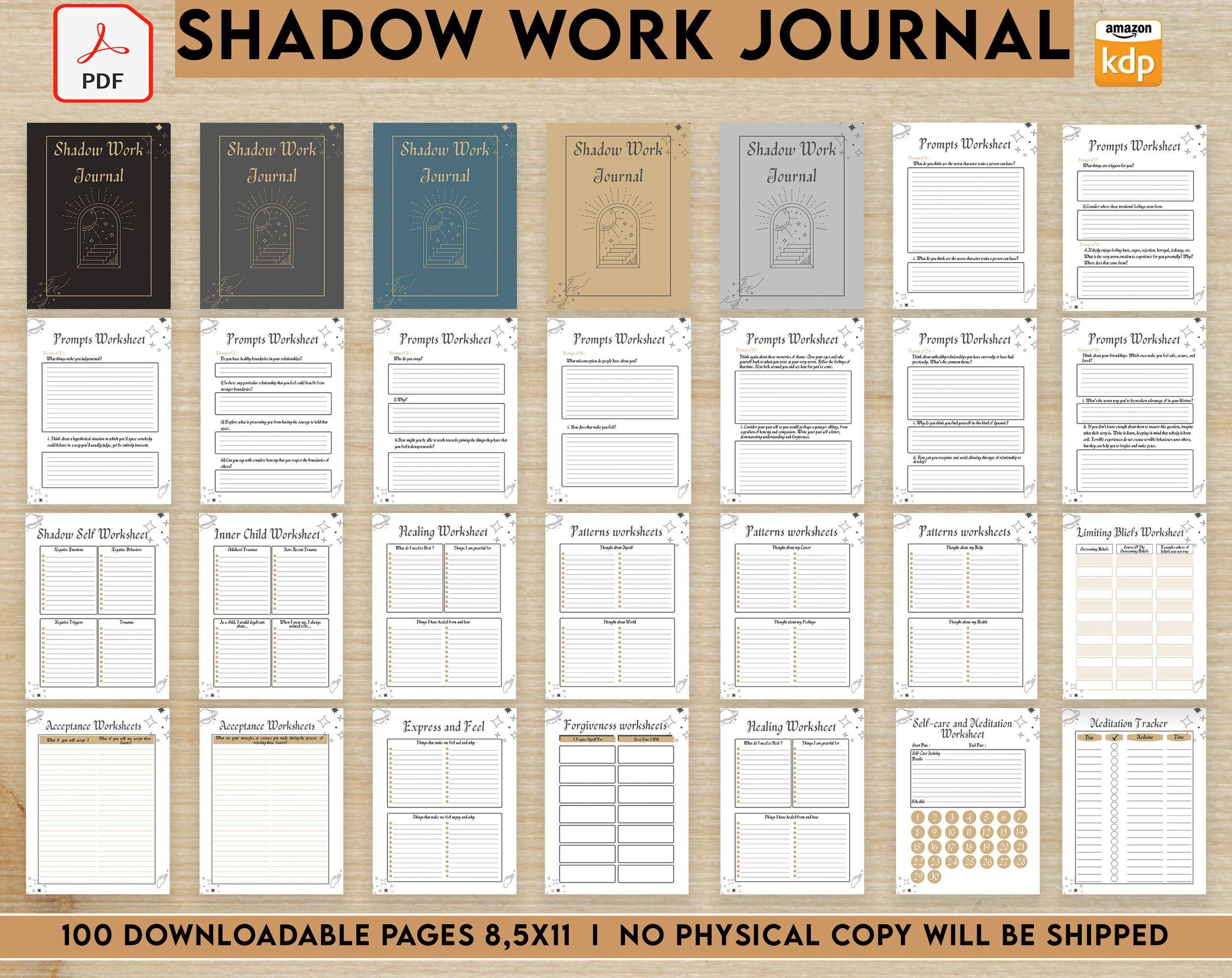 Shadow Work Guided Journal With Prompts 100 Pages Pdf, 8.5X11&amp;quot; Printable Planner Commercial Use with regard to Printable Shadow Work Journal