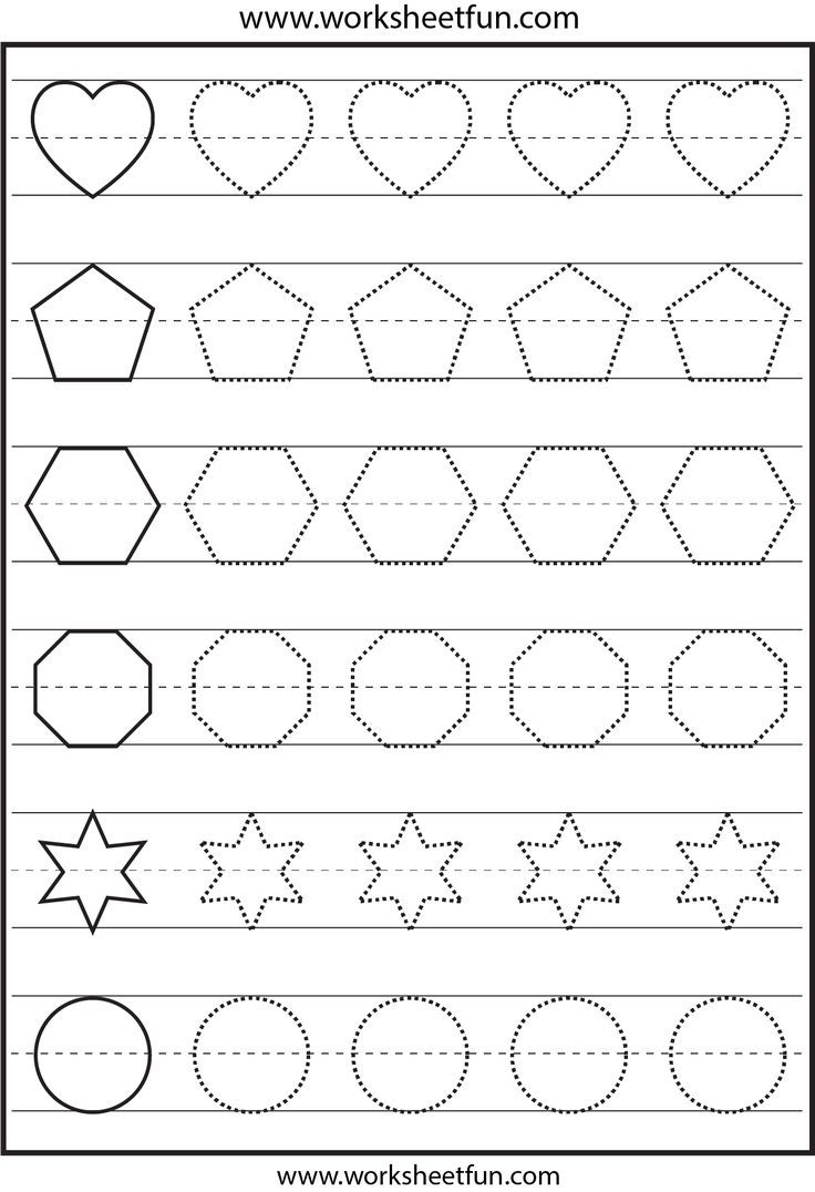 Shape Tracing – Circle, Pentagon, Oval, Heart, Square, Hexagon with Circle And Hexagon Shapes Worksheet Printable