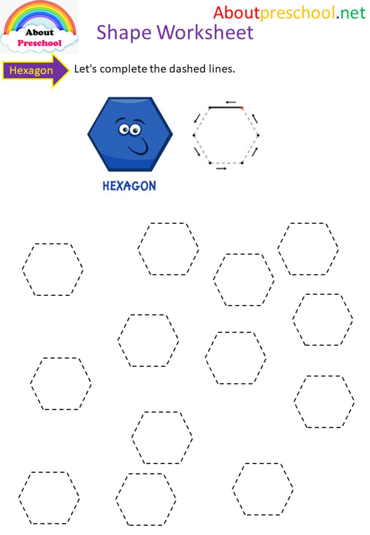 Shapes Worksheet-Hexagon - About Preschool inside Circle And Hexagon Shapes Worksheet Printable
