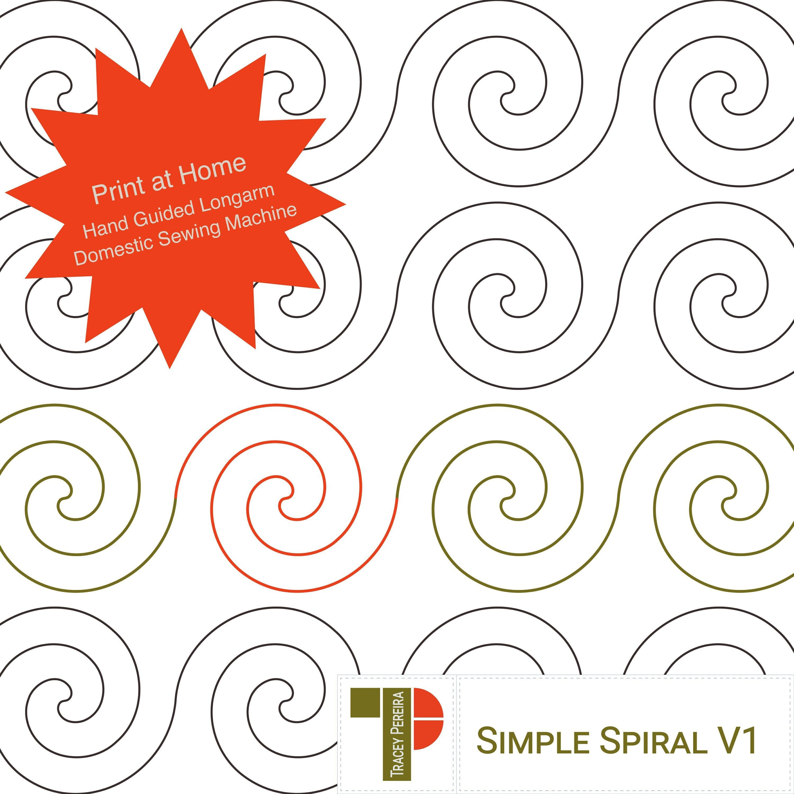 Simple Spiral Paper Version - A Set Of Two Print-At-Home Pdf inside Free Printable Pantograph Quilting Patterns