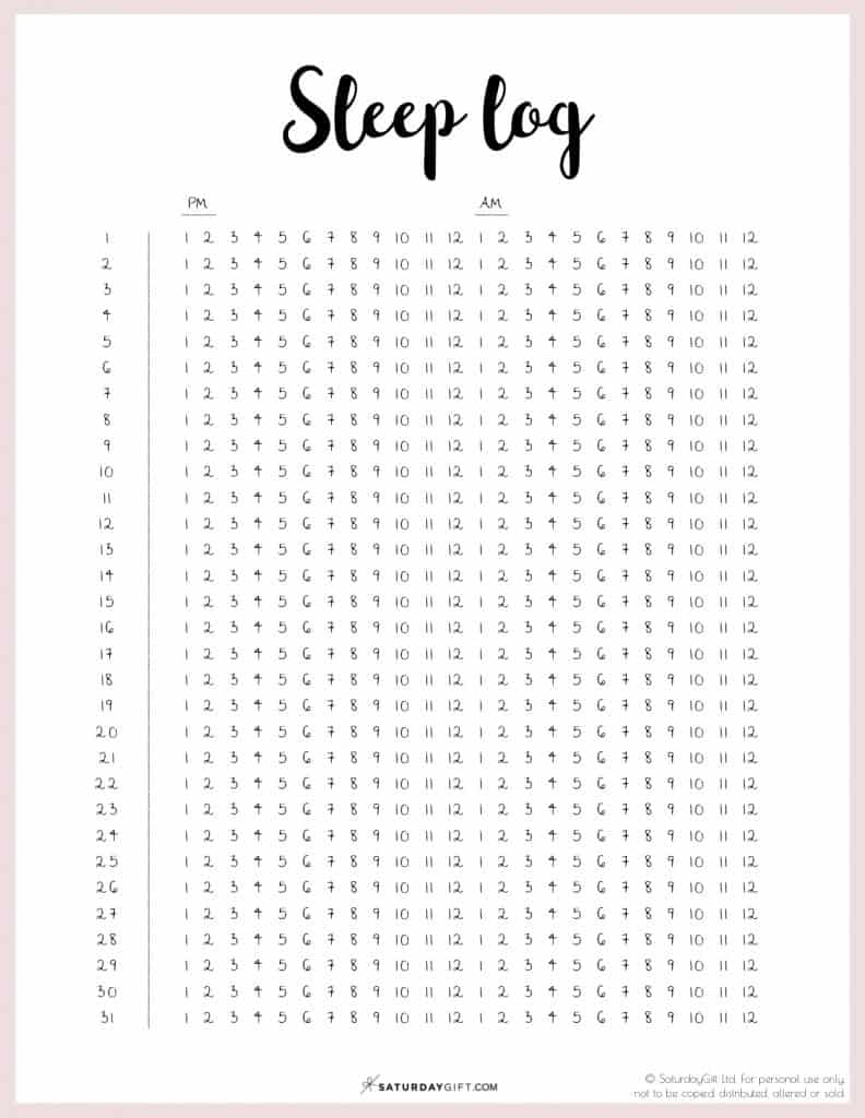 Sleep Log - How To Track Your Sleep With A Sleep Log {+Free Printable} in Free Printable Sleep Tracker