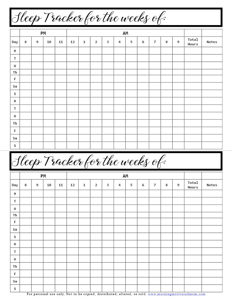 Sleep Tracker Printable – Morning Motivated Mom within Free Printable Sleep Tracker