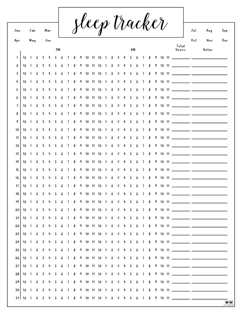 Sleep Trackers - 13 Free Printables | Printabulls throughout Free Printable Sleep Tracker