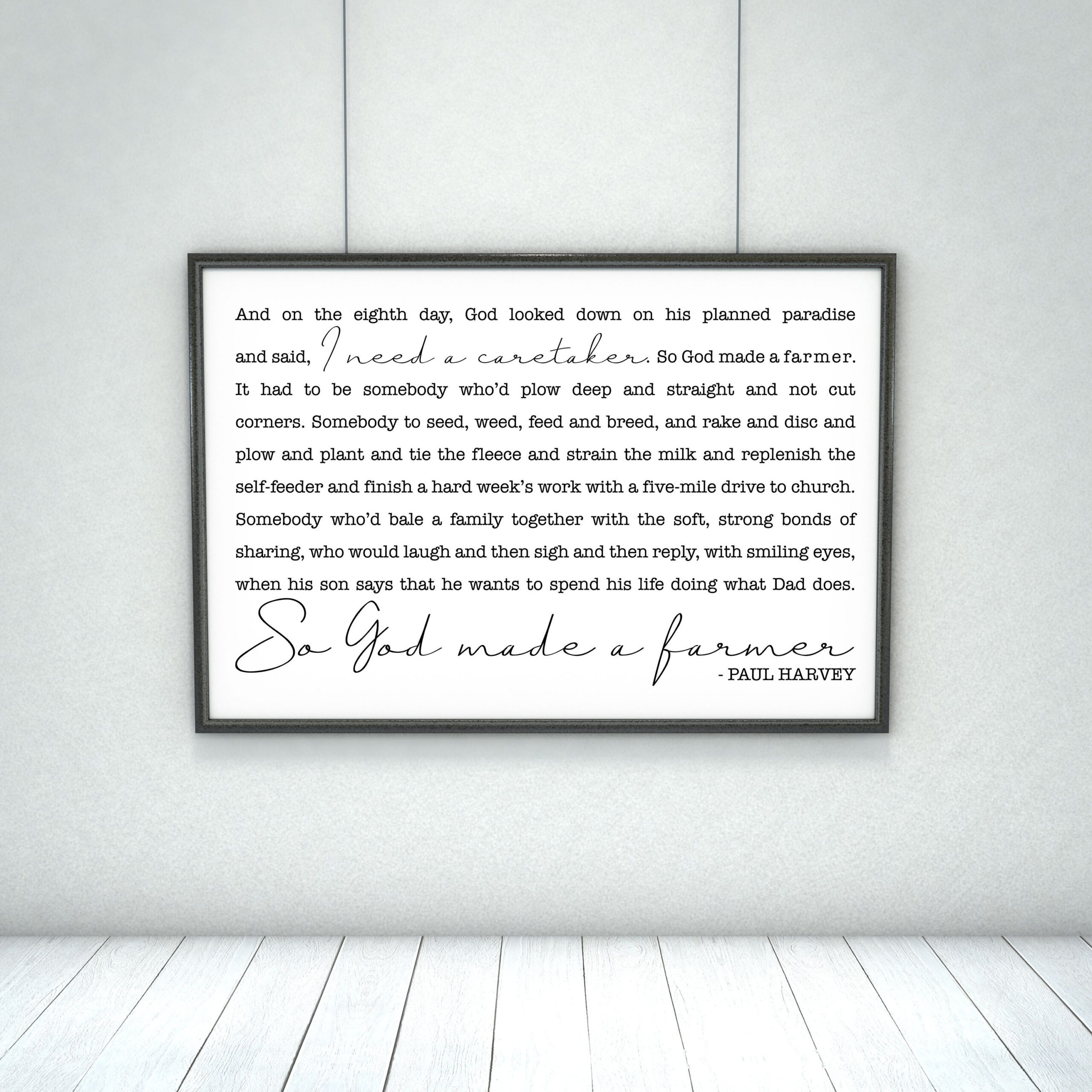 So God Made A Farmer Printable Wall Art | Printable Wall Art Quote with Printable So God Made a Farmer Poem Words