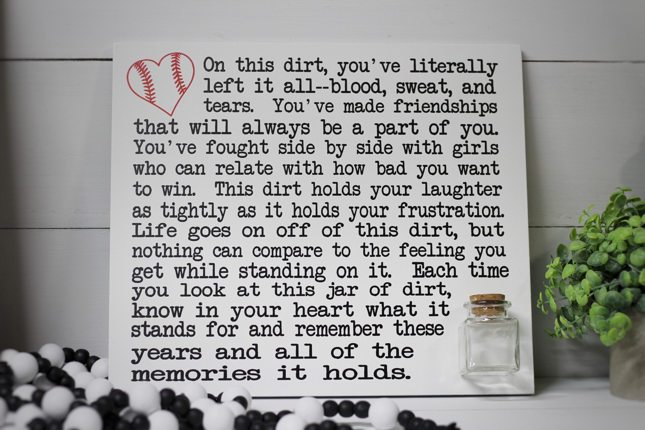 Softball Wood Sign Jar Of Dirt Quote With Jar, Senior Softball with Softball Dirt Poem Printable