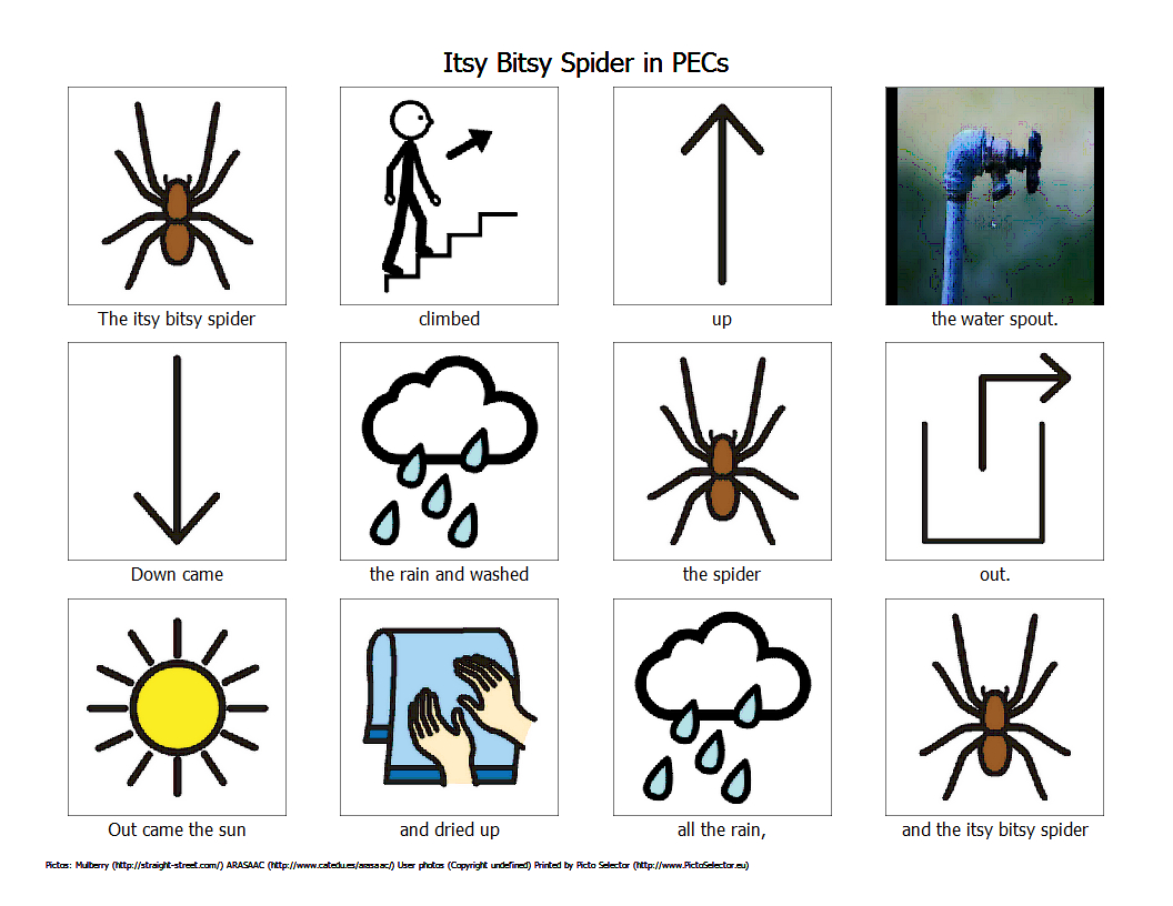 Songs In Pictures – Free Itsy Bitsy Spider Pecs | Wordsofhisheart regarding Itsy Bitsy Spider Sequencing Free Printable