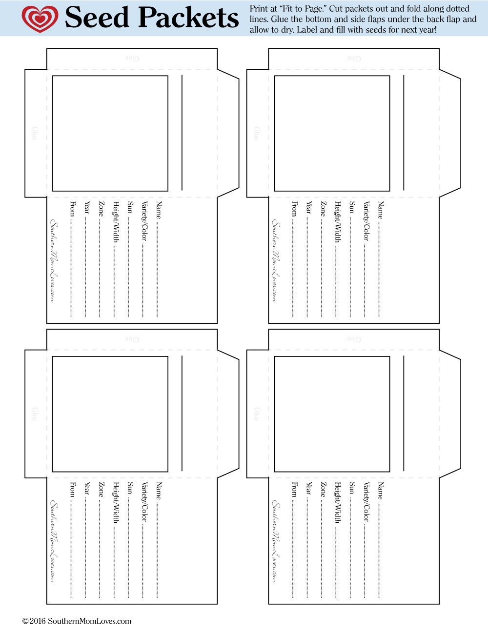 Southern Mom Loves: Garden Heirloom Seed Packet {Free Printable!} with Free Printable Printable Seed Packet Template
