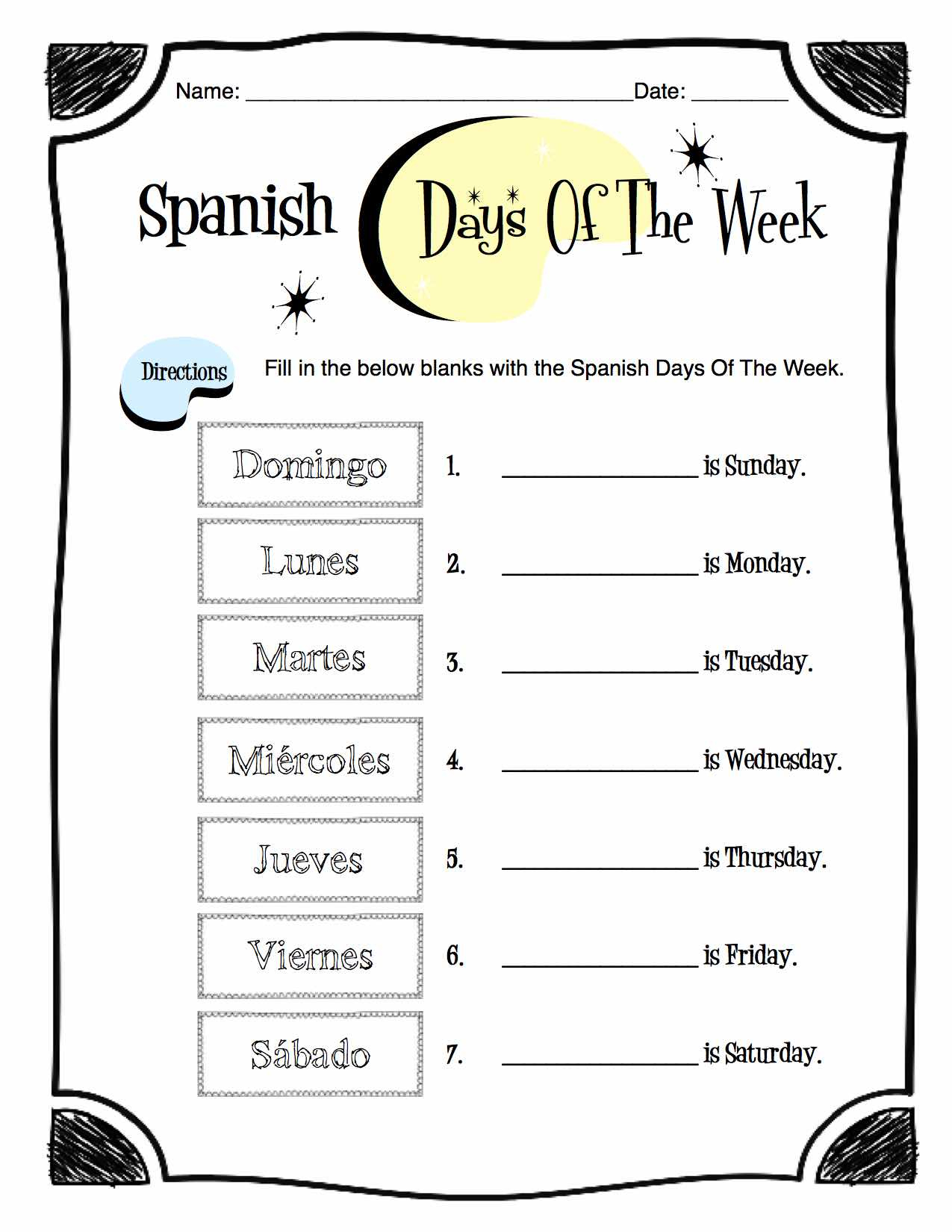 Spanish Days Of The Week Worksheet Packet | Madeteachers within Days of the Week in Spanish Printable