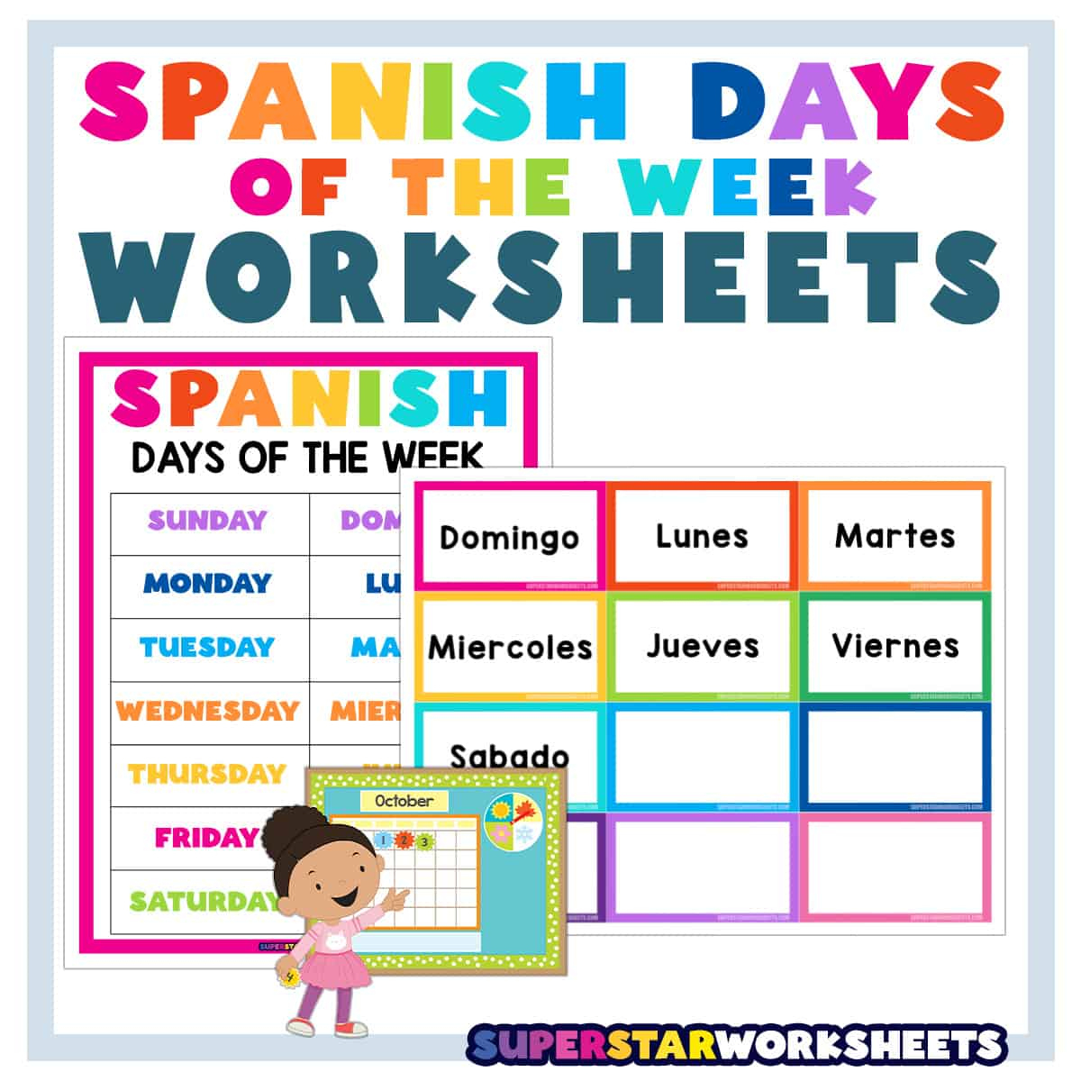 Spanish Days Of The Week Worksheets - Superstar Worksheets with regard to Days Of The Week In Spanish Printable