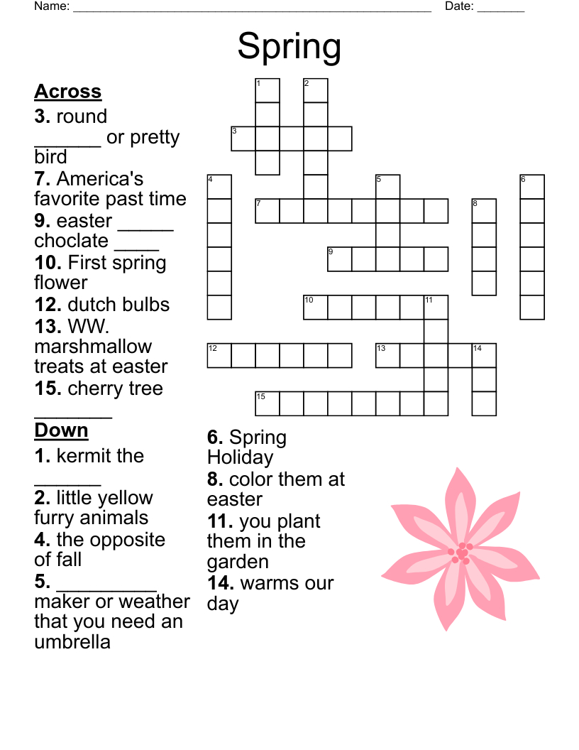 Spring Crossword - Wordmint for Spring Crossword Puzzles Printable