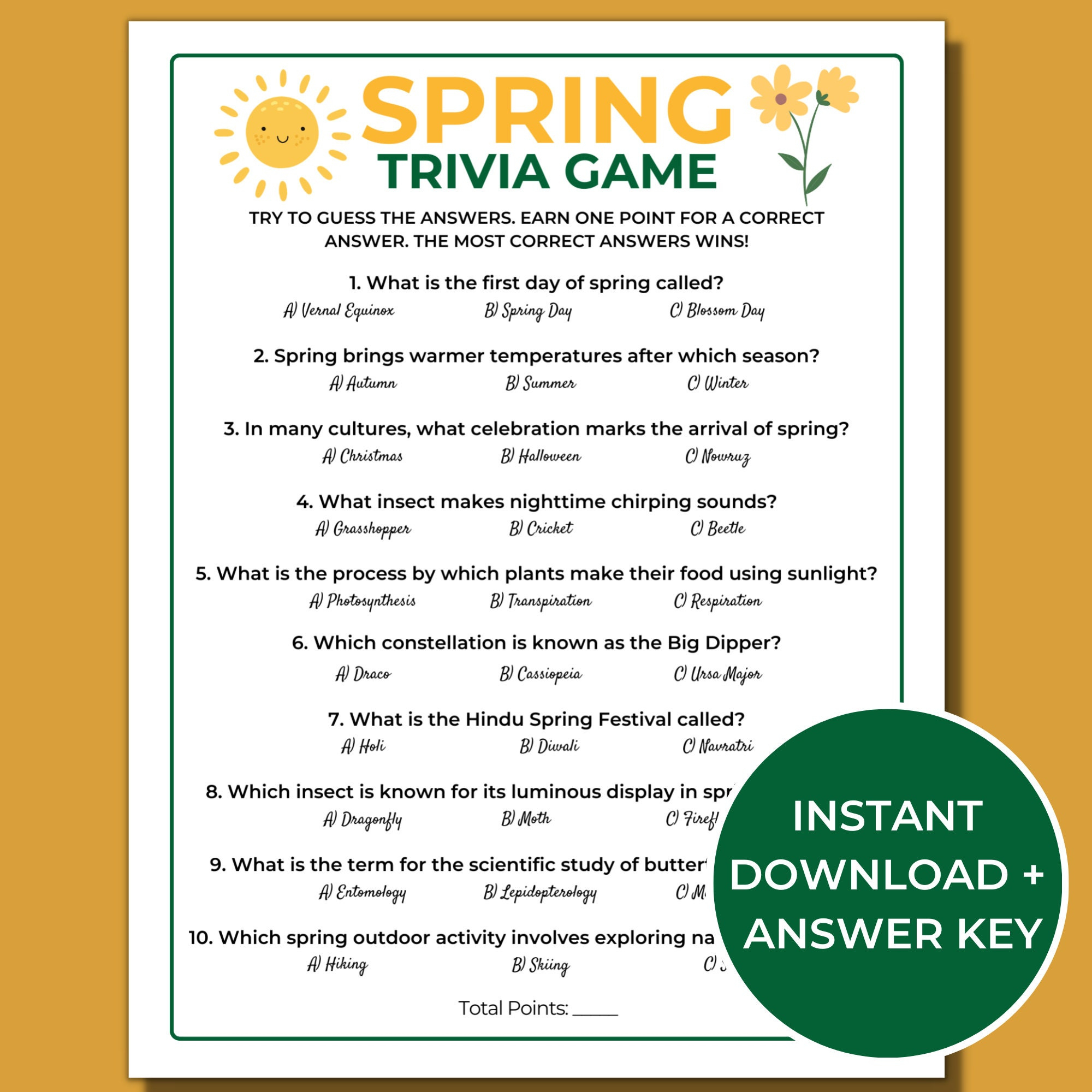 Spring Trivia Game, Printable Spring Games, Fun Spring Activities for Springtime Trivia Questions And Answers Printable
