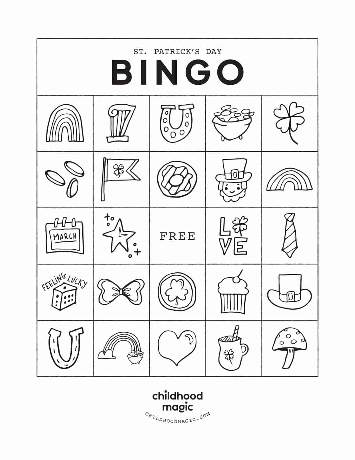 St. Patrick&amp;#039;S Day Bingo - Childhood Magic intended for Free Printable St Patrick&amp;#039;S Day Bingo Printable
