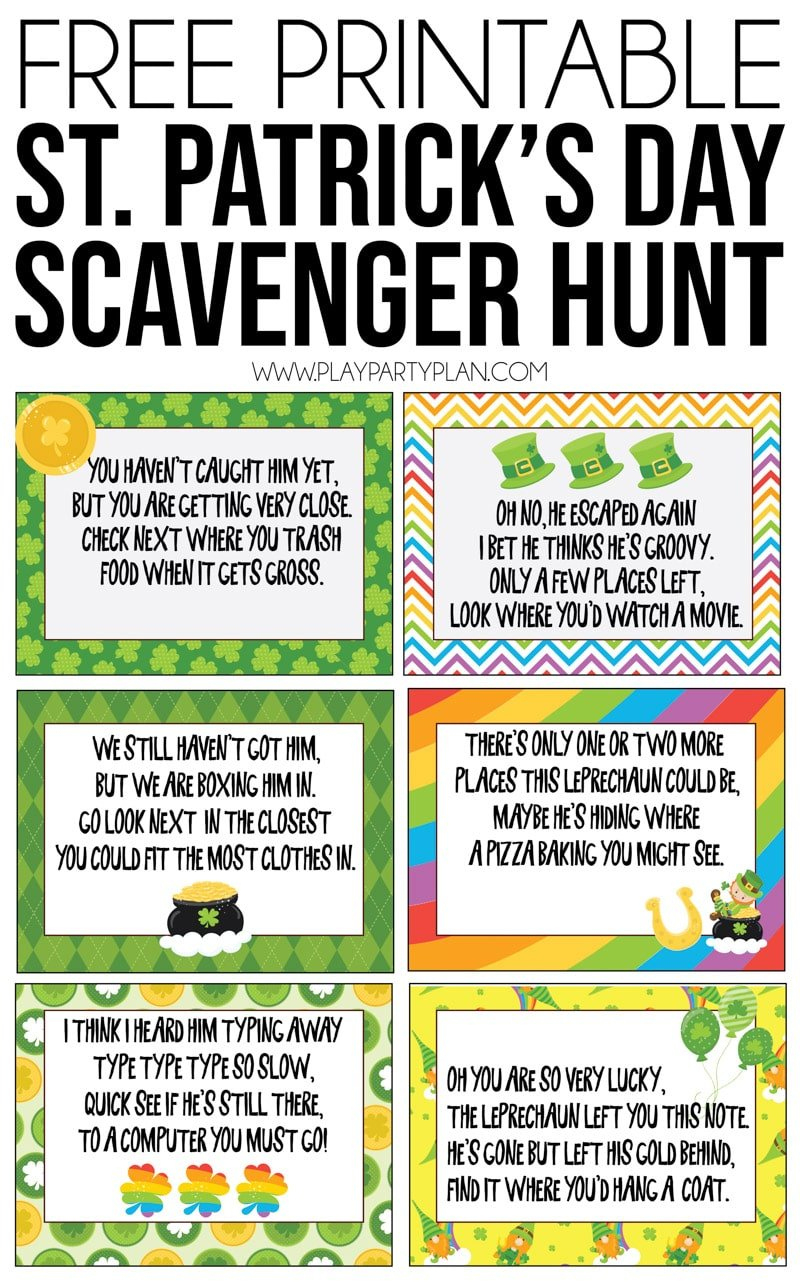 St. Patrick&amp;#039;S Day Scavenger Hunt (Free Printable) - Play Party Plan intended for Free Printable St Patrick&amp;amp;#039;s Day Scavenger Hunt